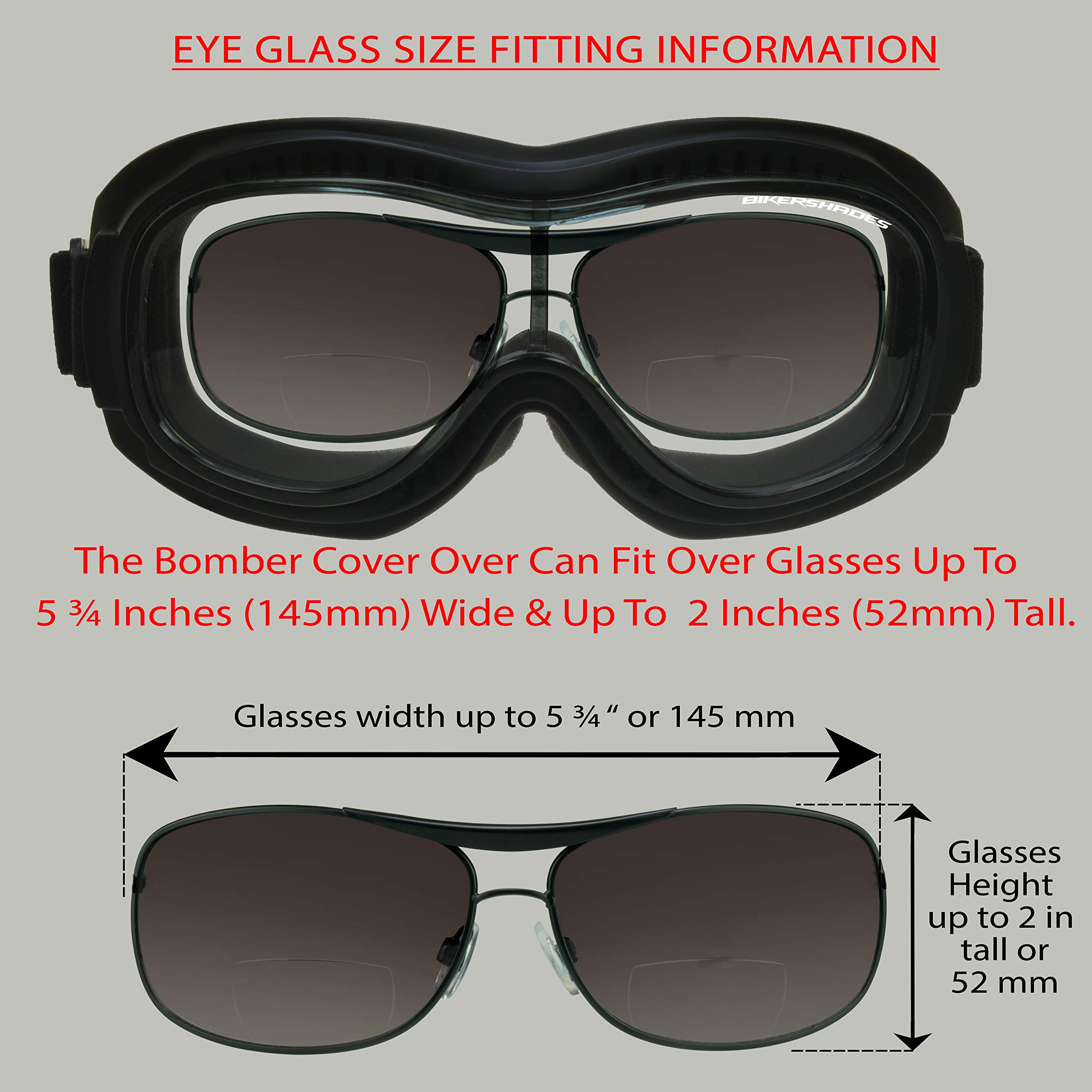 Bikershades Motorcycle Riding Over Glasses Goggles for Men & Women - UV Protection, Anti-Fog, Windproof - Perfect for Day & Night Riding, Commuting, and Outdoor Adventures