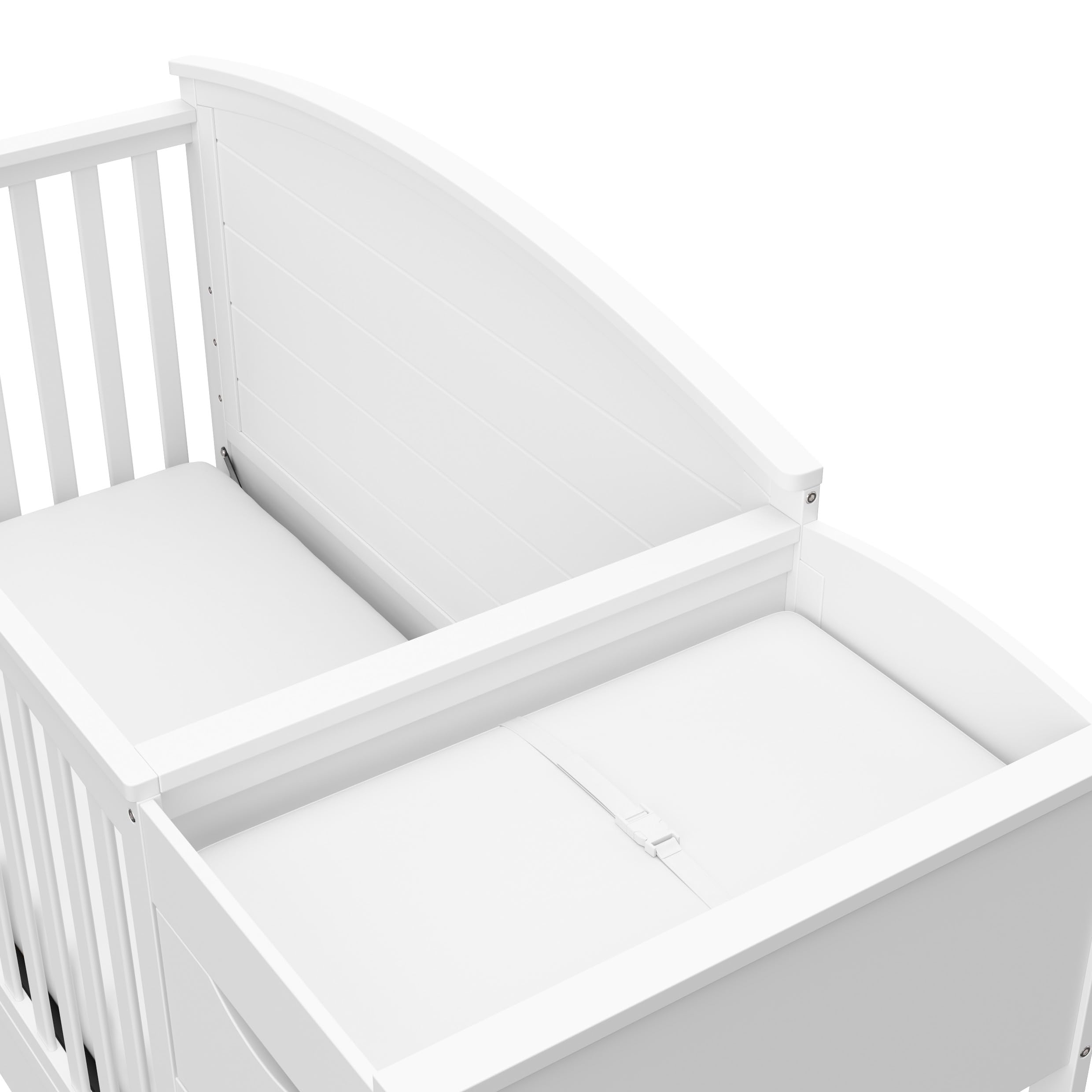 Graco Bellwood 5-in-1 Convertible Crib & Changer with Storage Drawer (White) - GREENGUARD Gold Certified, Converts to Toddler Bed & Full Bed, Nursery Furniture for Baby & Kids Room, Modern & Space-Saving Design