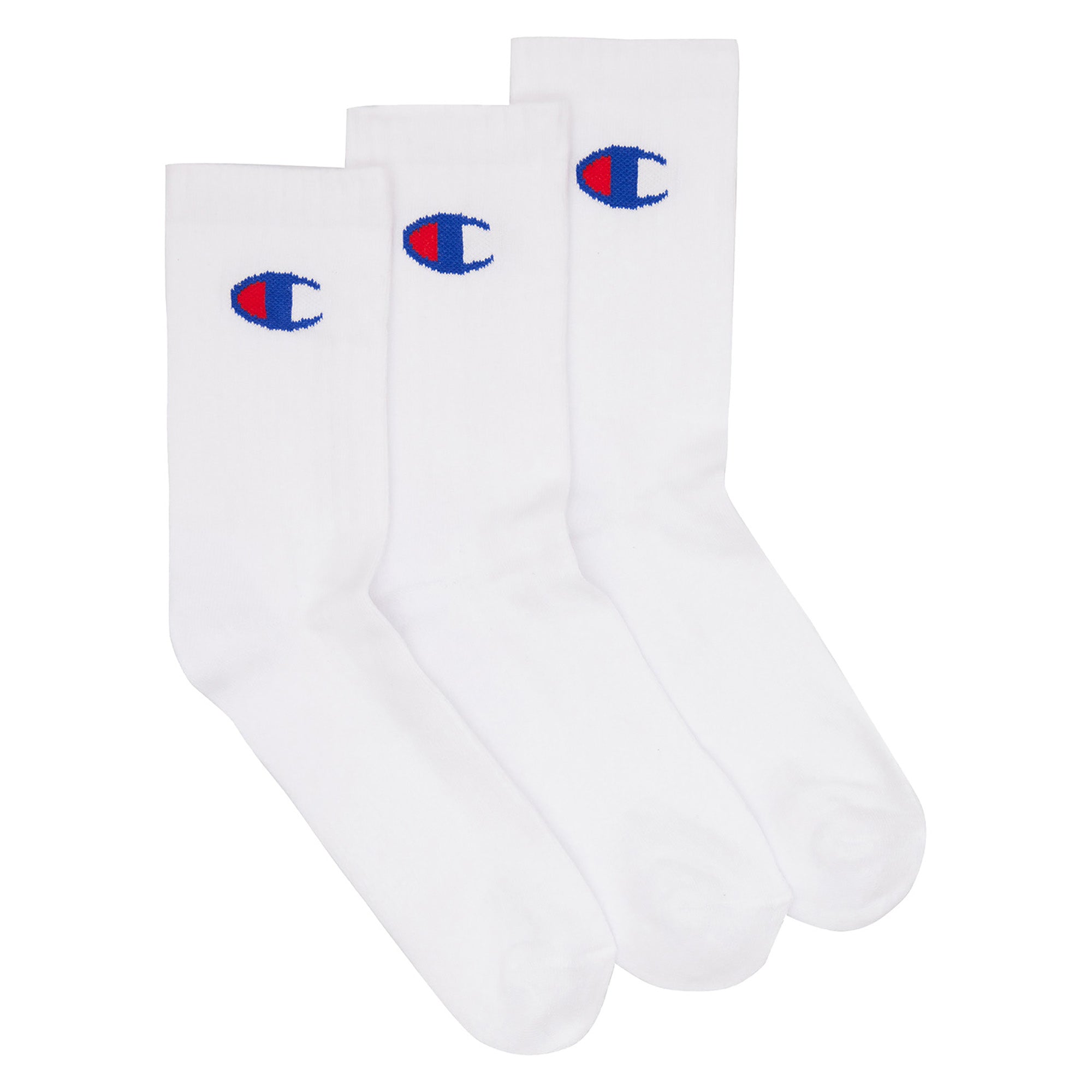 Men's & Women's Sport C Logo Crew Socks 3-Pack - Breathable Cotton Athletic Socks for Running, Gym & Casual Wear - Black/White/Gray