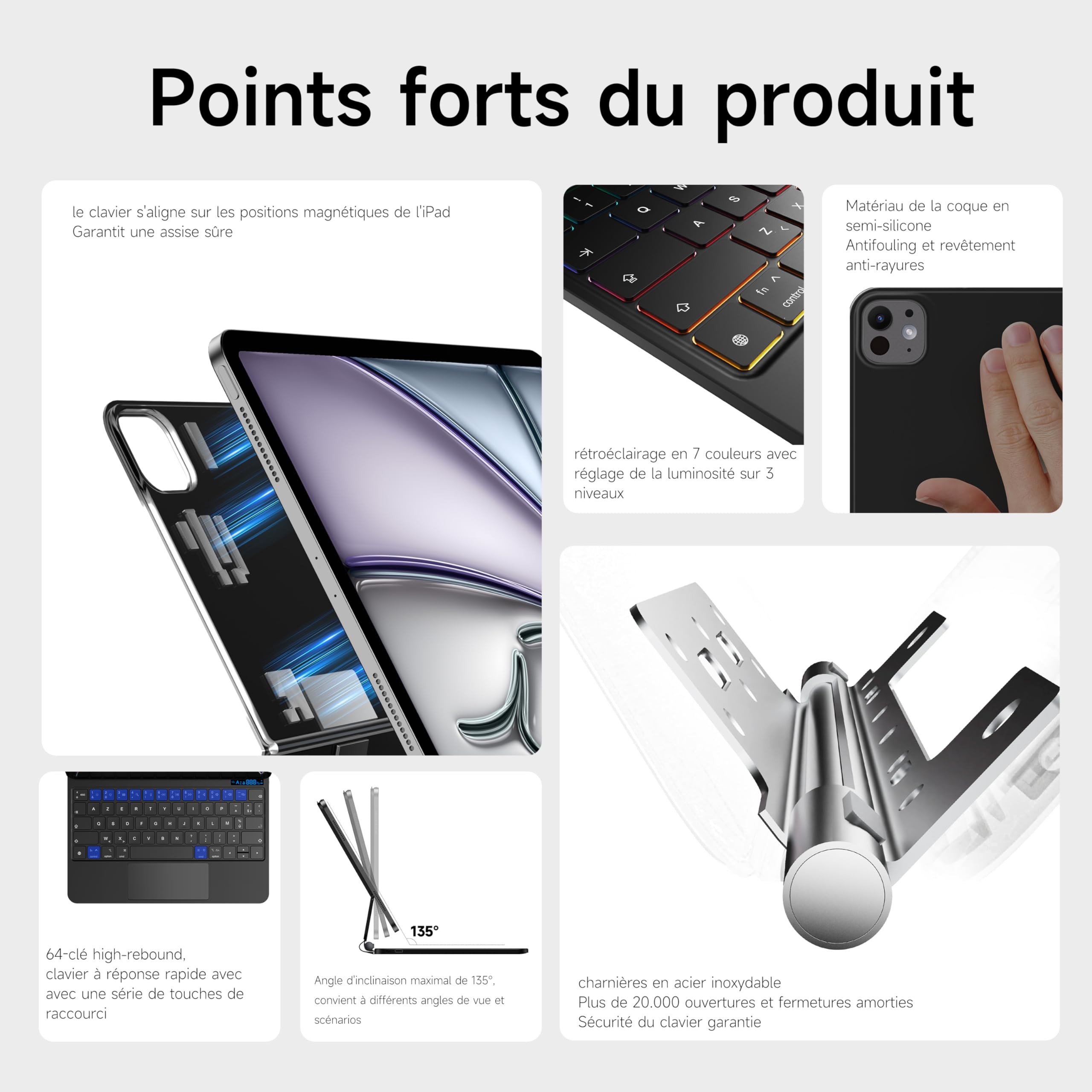 Magnetic Floating Magic Keyboard for iPad Air 11-inch (M3/M2, 2025/2024), Air 5th/4th Gen & iPad Pro 11