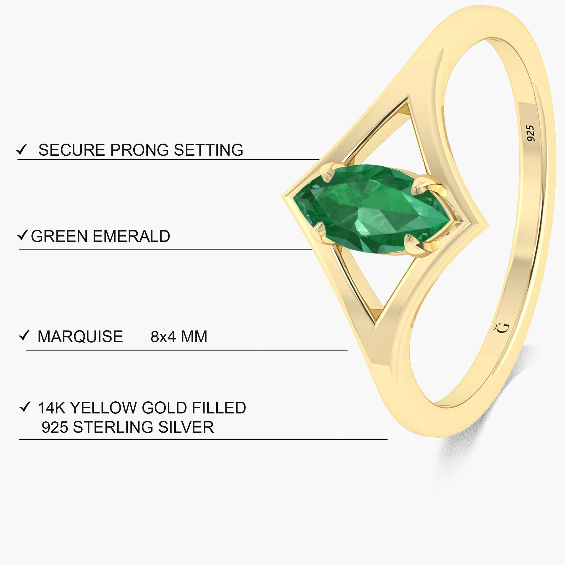 Exquisite Marquise Lab-Grown Emerald Ring for Women – Elegant & Ethical Jewelry for Engagement, Wedding, or Special Occasions