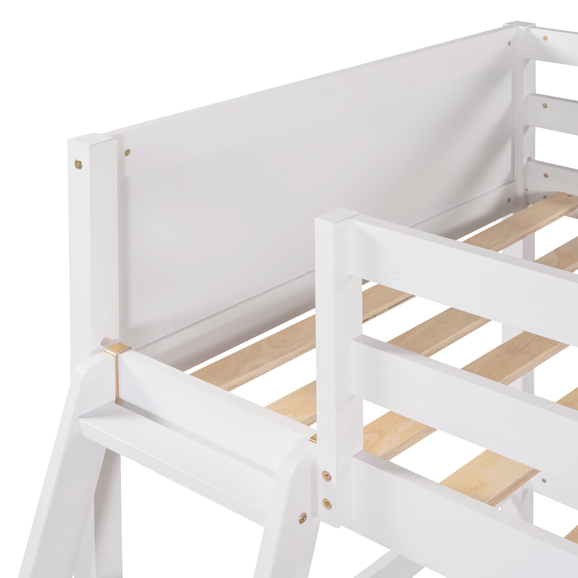 Harper & Bright Designs Twin Wooden Loft Bed with Angled Ladder - Sturdy High Loft Bed Frame for Kids & Teens, No Box Spring Needed, White - Perfect for Small Bedrooms, Dorm Rooms & Space-Saving Kids Rooms
