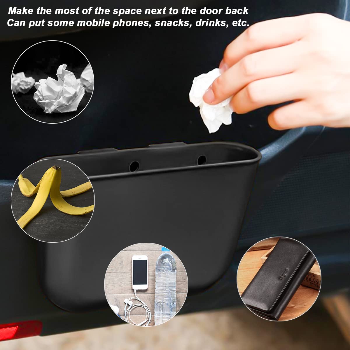Fekey&JF 2-Pack Mini Hanging Car Trash Can - Waterproof Plastic Auto Garbage Bin with Leakproof Design - Small Vehicle Organizer for Sedan, SUV, Truck - Perfect for Road Trips, Commuting & Car Interior Storage