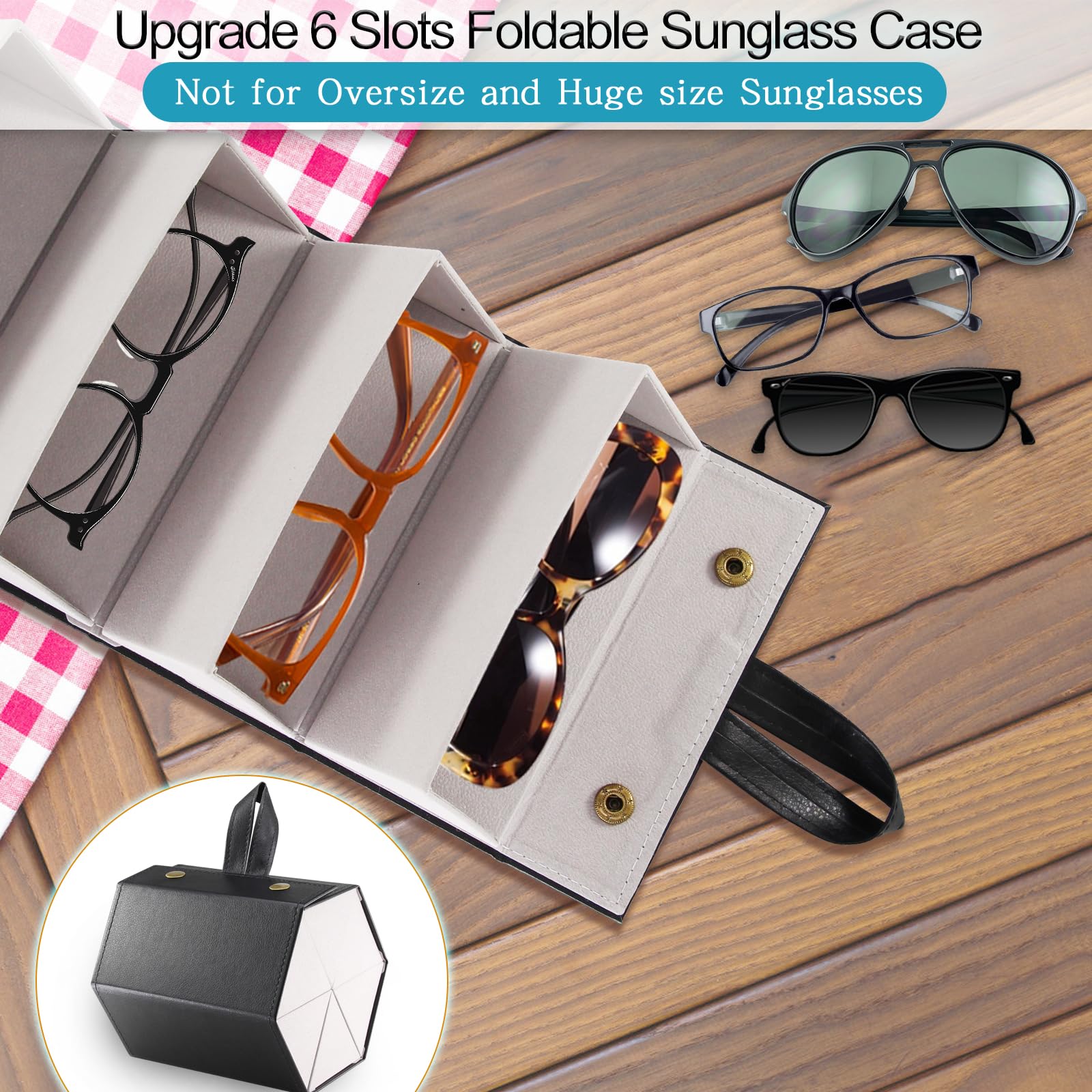 Premium Travel Sunglasses Organizer Case - Holds 4, 5 or 6 Pairs | Compact & Protective Eyewear Storage for Men & Women | Perfect for Airplane, Beach & Outdoor Adventures