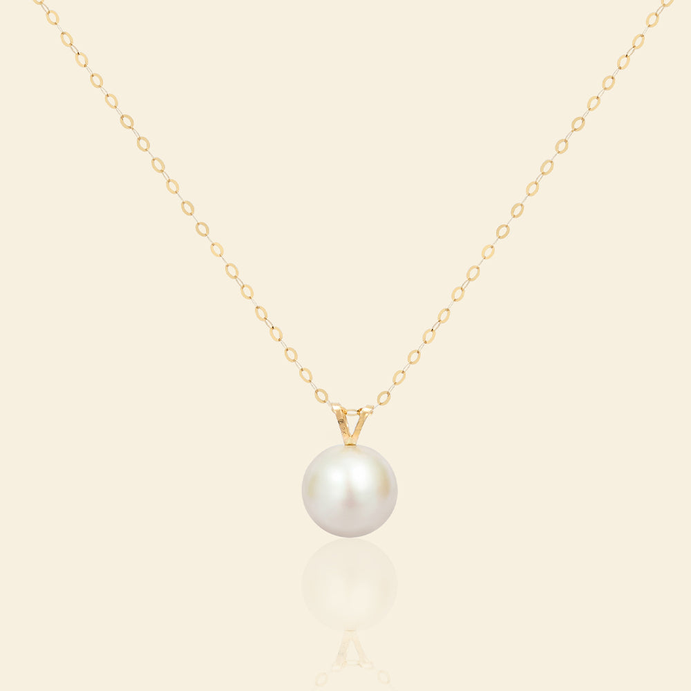 18K Gold AAAA Pearl V Bale Pendant Necklace for Women - Elegant Jewelry Gift for Birthday, Anniversary & Valentine's Day