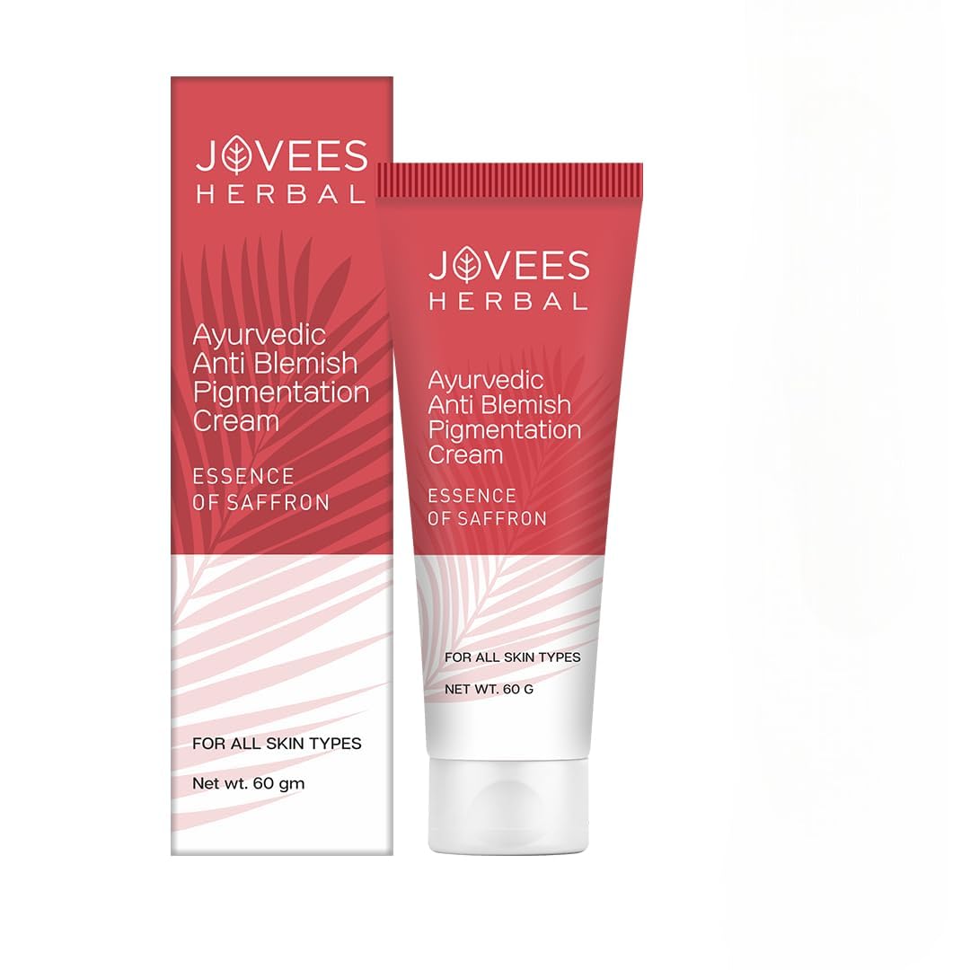 Jovees Herbal Anti-Blemish Pigmentation Cream with Saffron - Reduces Dark Spots, Acne Scars & Hyperpigmentation | Ayurvedic Brightening Cream with Almond Oil, Coconut Oil & Olive Oil for Even Skin Tone | Suitable for All Skin Types | Perfect for Daily Skincare Routine & Post-Acne Treatment
