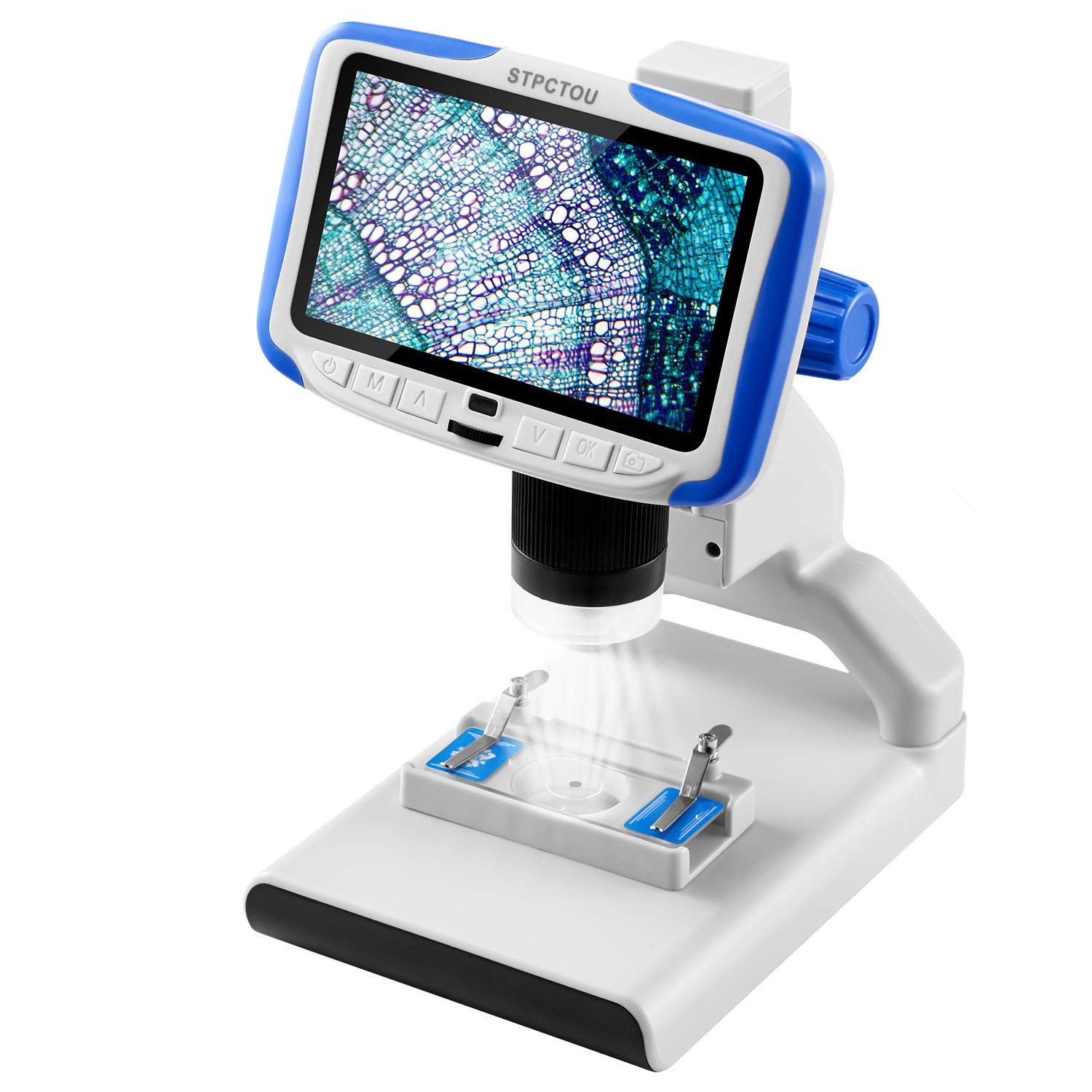 5 Inch FHD LCD Digital Microscope with 200X Magnification - USB Coin Microscope for Kids & Adults, 1920x1080 Video Recorder, Includes Base Light & Sample Slides - Perfect for Science Labs, Education, Coin Collecting & Hobby Exploration