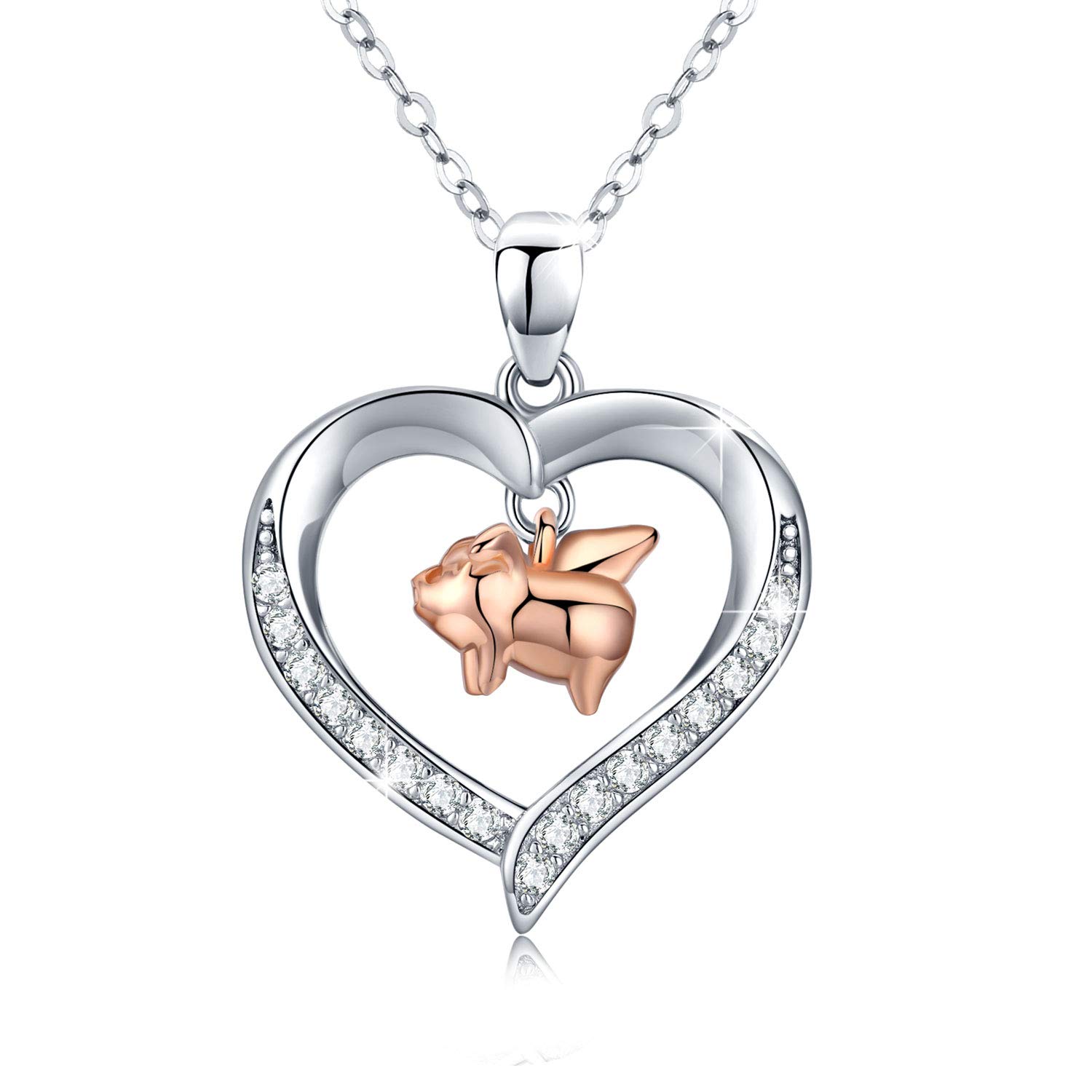 Cute Animal Necklace S925 Sterling Silver - Forever Love Heart Pendant Jewelry for Women, Mom, Birthday & Mother's Day Gifts | Perfect for Everyday Wear, Special Occasions & Gift Giving