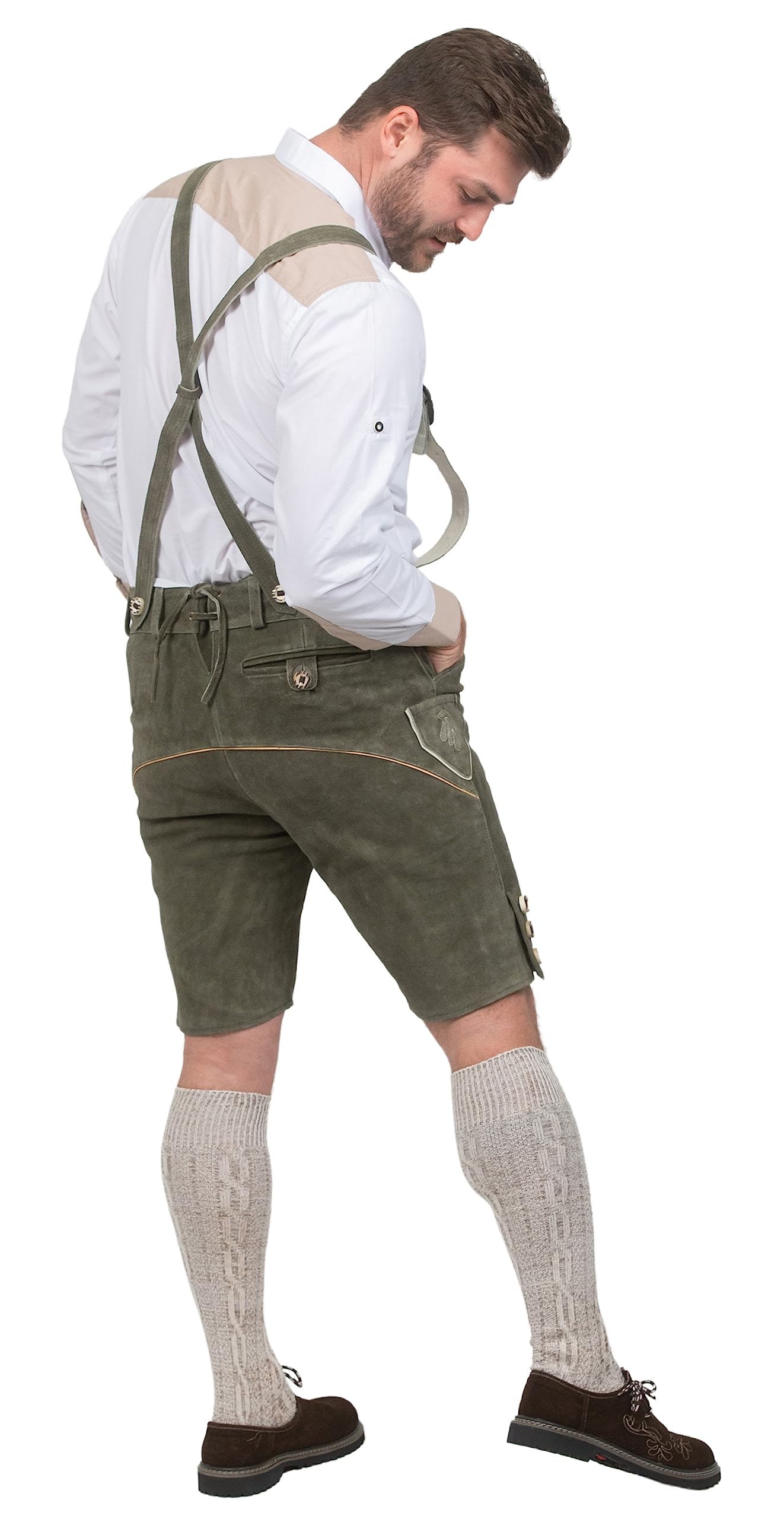 Authentic German Dirndl Trachten Haus 2-Piece Leather Lederhosen Shorts for Oktoberfest & Bavarian Festivals - Perfect for Beer Festivals, Cultural Events & Costume Parties
