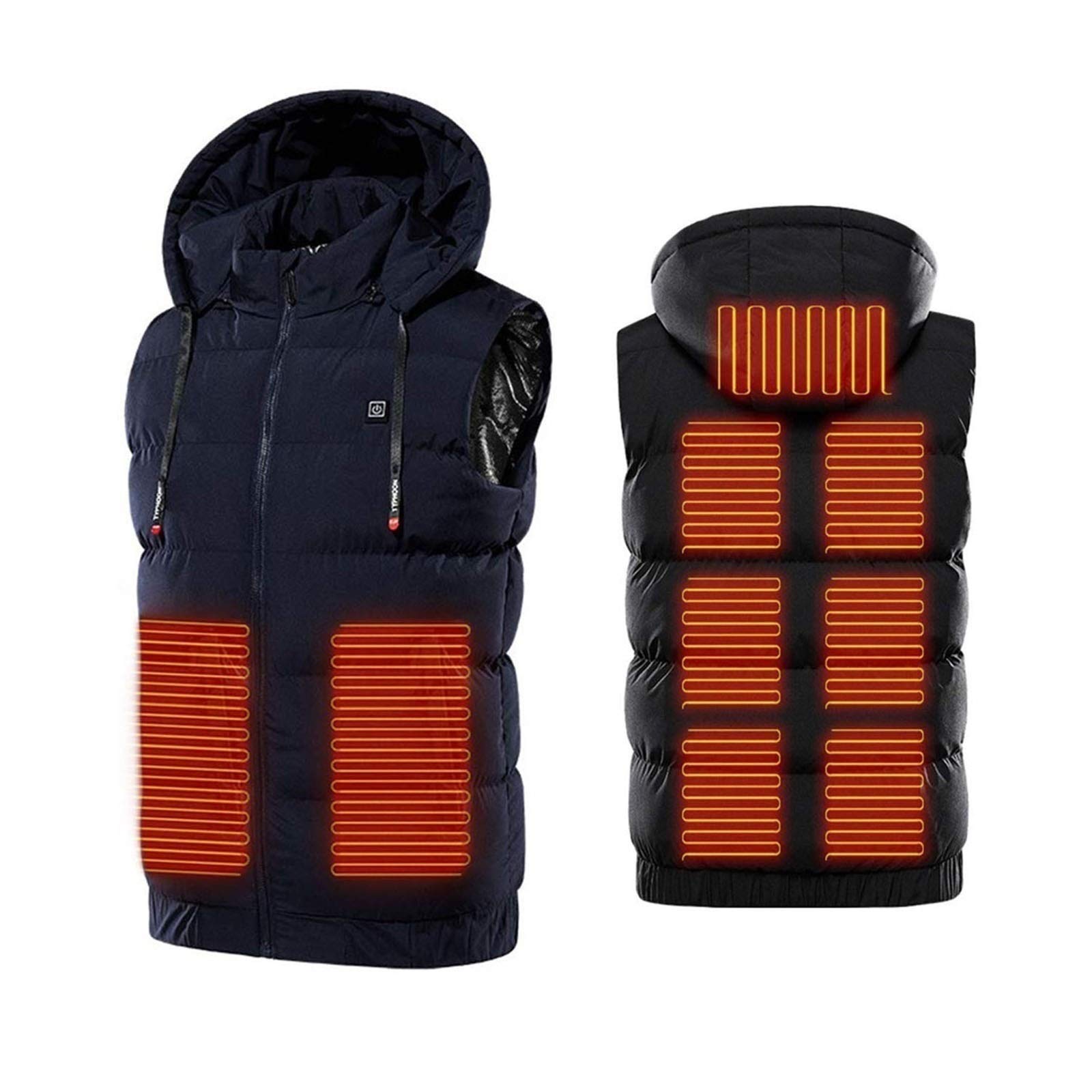 MNSSRN Electric Heated Vest for Men & Women - USB Rechargeable Heated Jacket with 9 Adjustable Heating Zones, Dual Switch Control, Machine Washable - Perfect for Outdoor Activities, Camping, Hiking & Winter Sports (Power Bank Not Included)