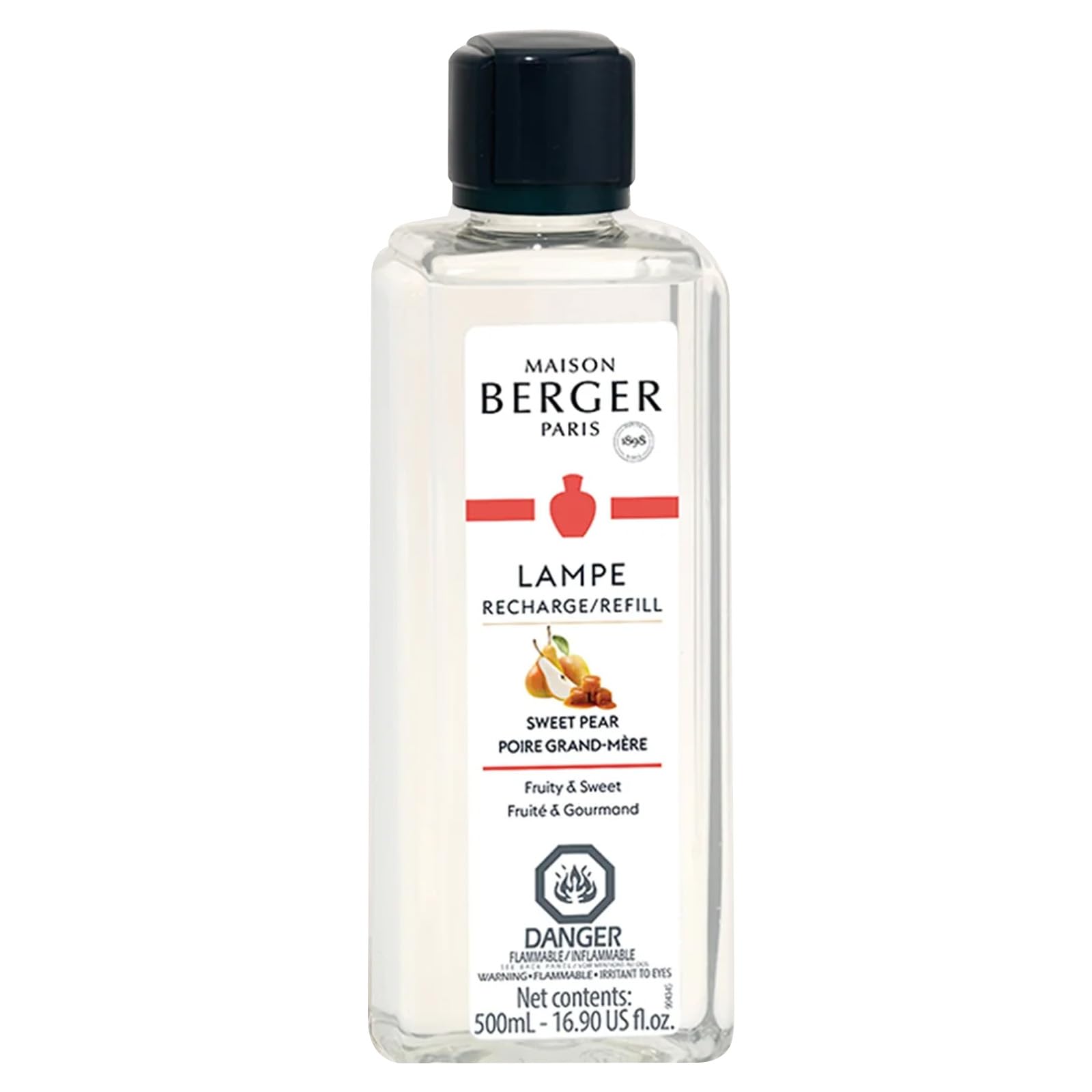 MAISON BERGER Sweet Pear Scented Oil Refill - 16.9 oz (500ml) for Lampe Berger Home Fragrance Diffuser - Long-Lasting Air Freshener for Living Room, Bedroom & Office