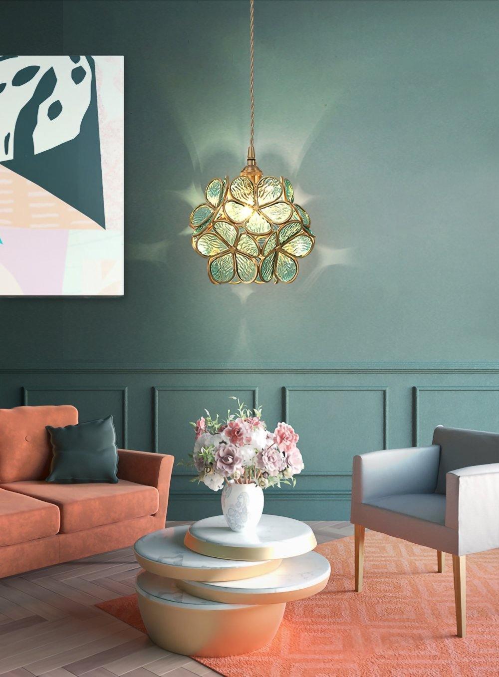 Modern Glass Petal Pendant Light - Elegant Floral Ceiling Lighting Fixture for Dining Room, Kitchen Island & Bedroom Decor