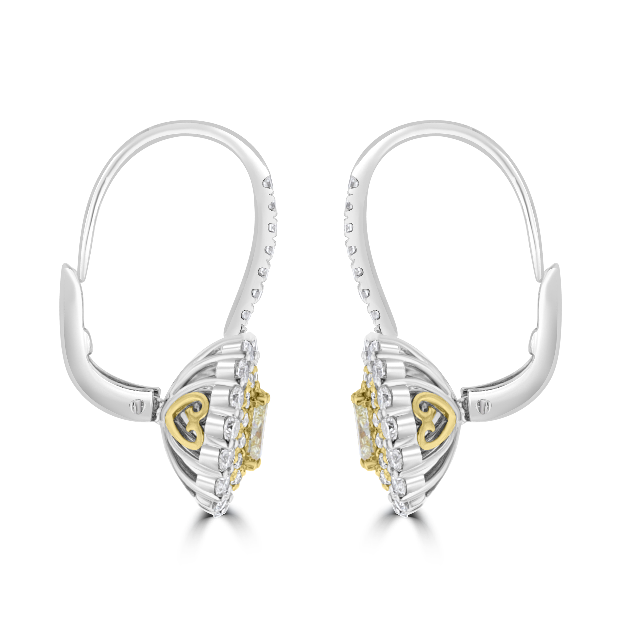 18KT Gold 1.01 CTW Yellow & 1.13 CTW White Diamond Oval Halo Earrings – Luxury Wedding, Anniversary & Special Occasion Jewelry Gift