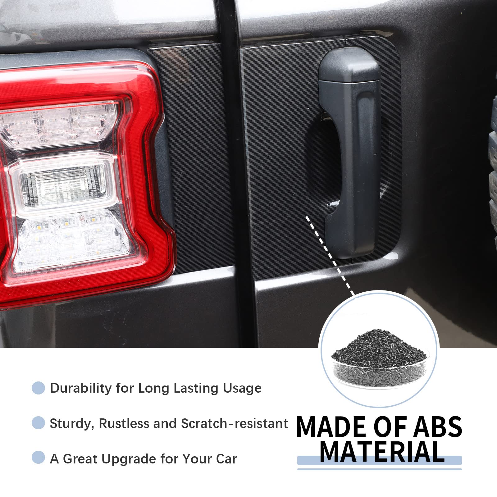 Premium Carbon Fiber Tailgate Handle Panel Trim Cover for 2018-2025 Jeep Wrangler JL JLU & Gladiator JT - Durable Exterior Accessories Upgrade for Off-Road & Daily Driving