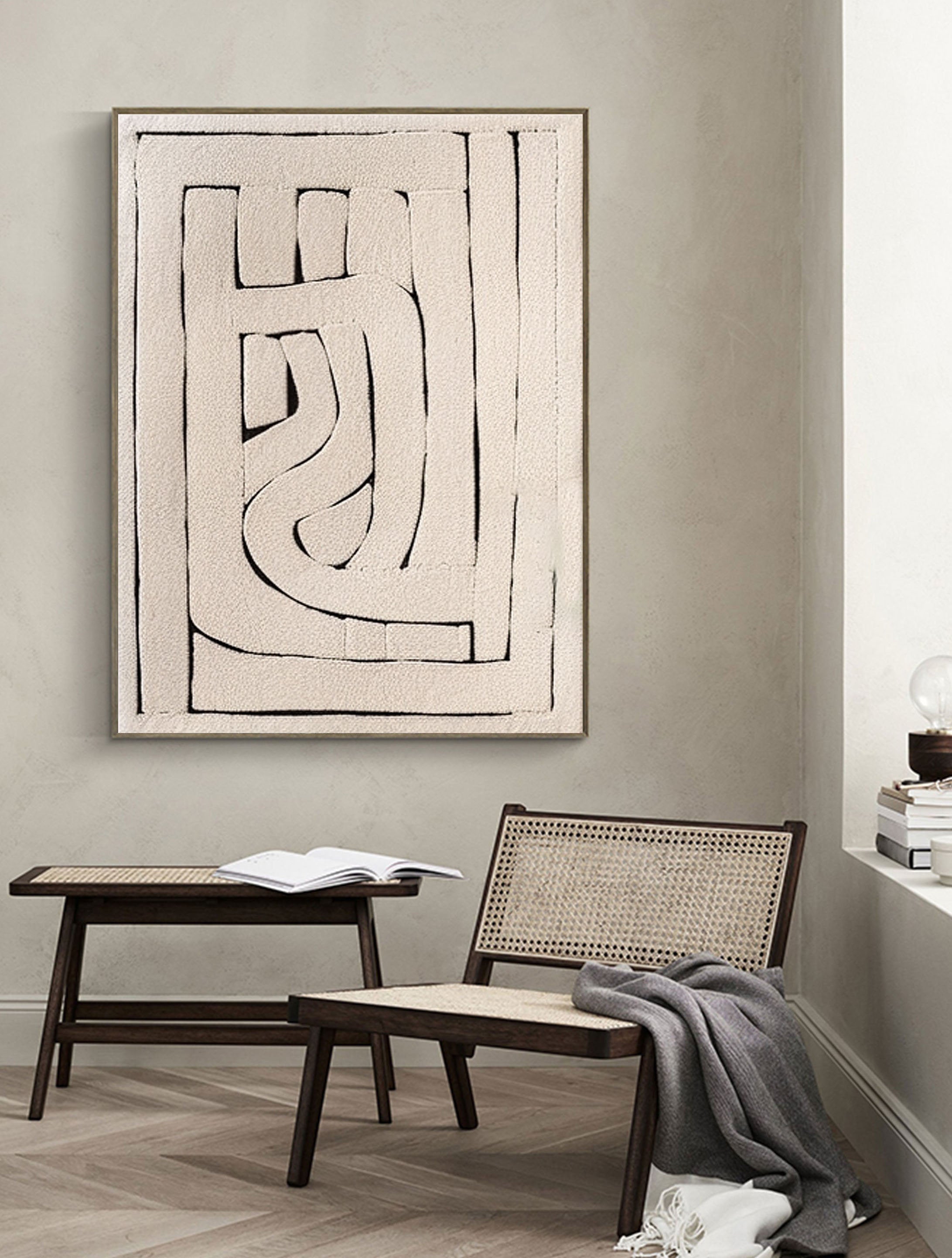 Beige & Brown Abstract Wall Art Canvas Print #BB036 - Modern Home Decor for Living Room, Bedroom & Office