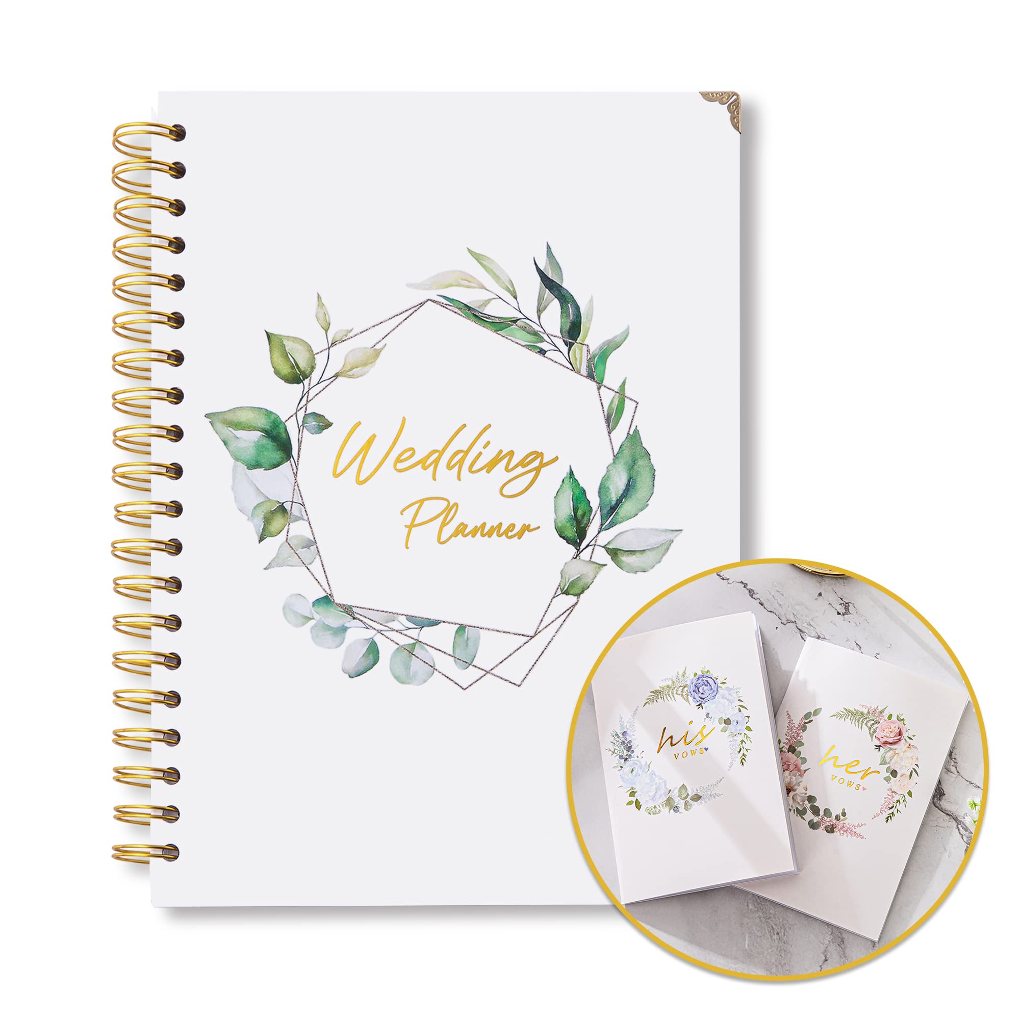 2024-2025 Wedding Planner & Vow Book Set - 180 Page Hardcover Bridal Organizer with Engagement Gifts for Couples, 10.6