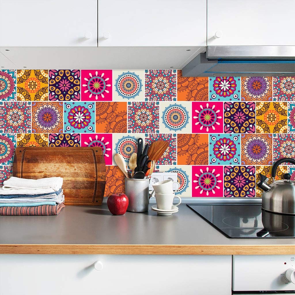 10-Pack Peel and Stick Self-Adhesive Wall Tile Stickers - Waterproof Backsplash Decals for Kitchen & Bathroom Decor (20x20cm, Multi-Color) - Perfect for Home Renovation, Rental Apartment Upgrades, and DIY Interior Design Projects