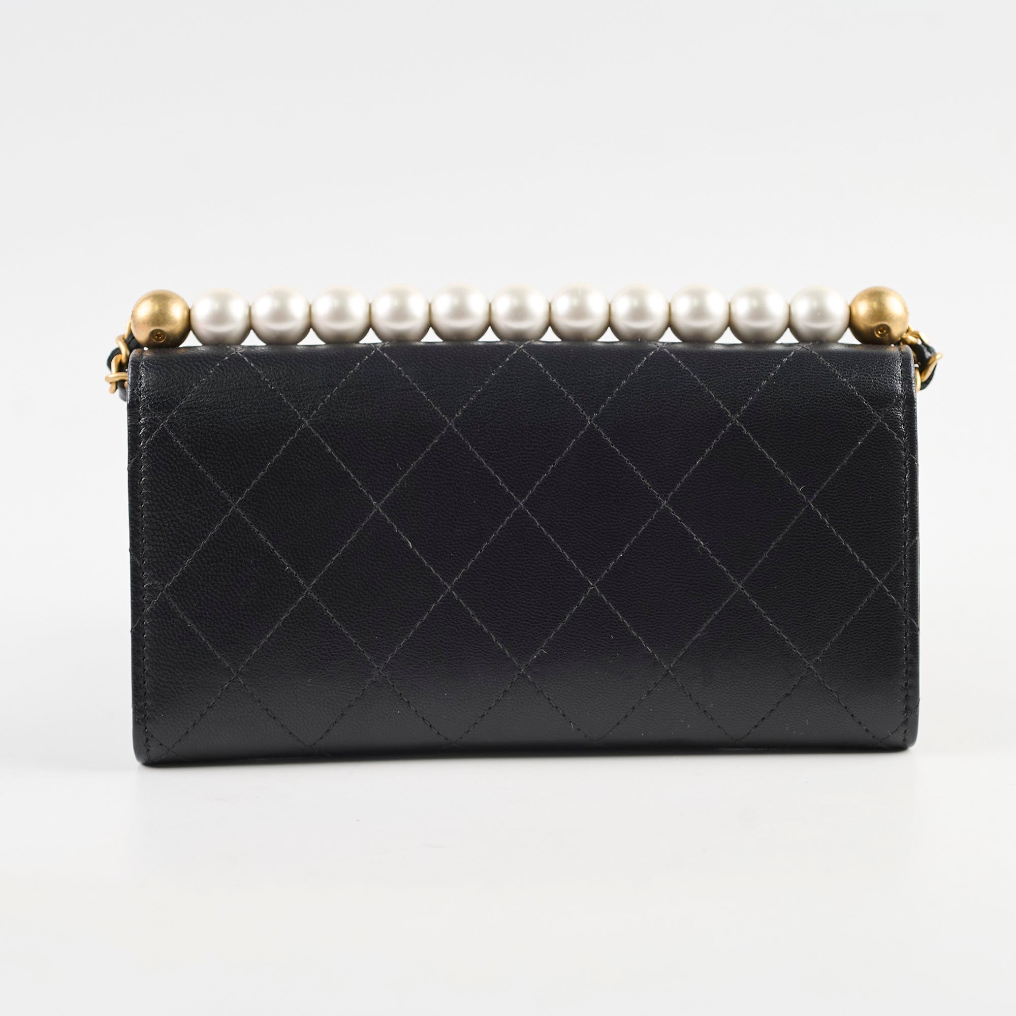 Chanel Black Pearl Wallet On Chain - Luxury Crossbody Bag for Women, Perfect for Evening Parties & Special Occasions