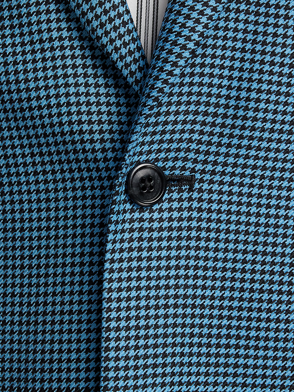 Premium Wool Houndstooth Single-Breasted Peak Lapel Blazer - Blue & Black Checkered Pattern | Formal Business Attire, Office Wear & Special Occasions