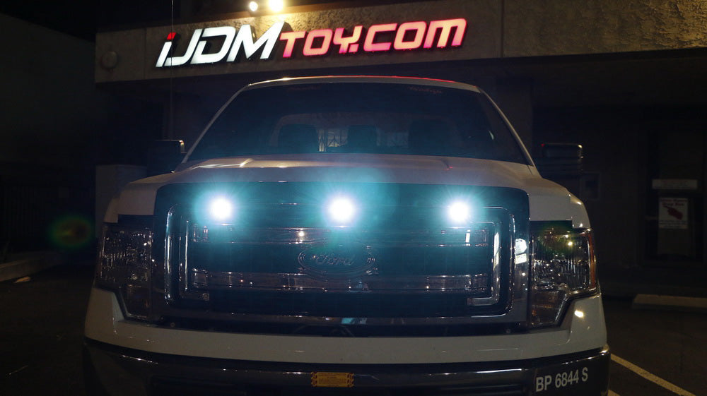 3pc Ford SVT Raptor Style LED Ice Blue Grille Light Kit - Universal Fit for Trucks & SUVs | Off-Road Lighting, Night Driving, Custom Vehicle Styling
