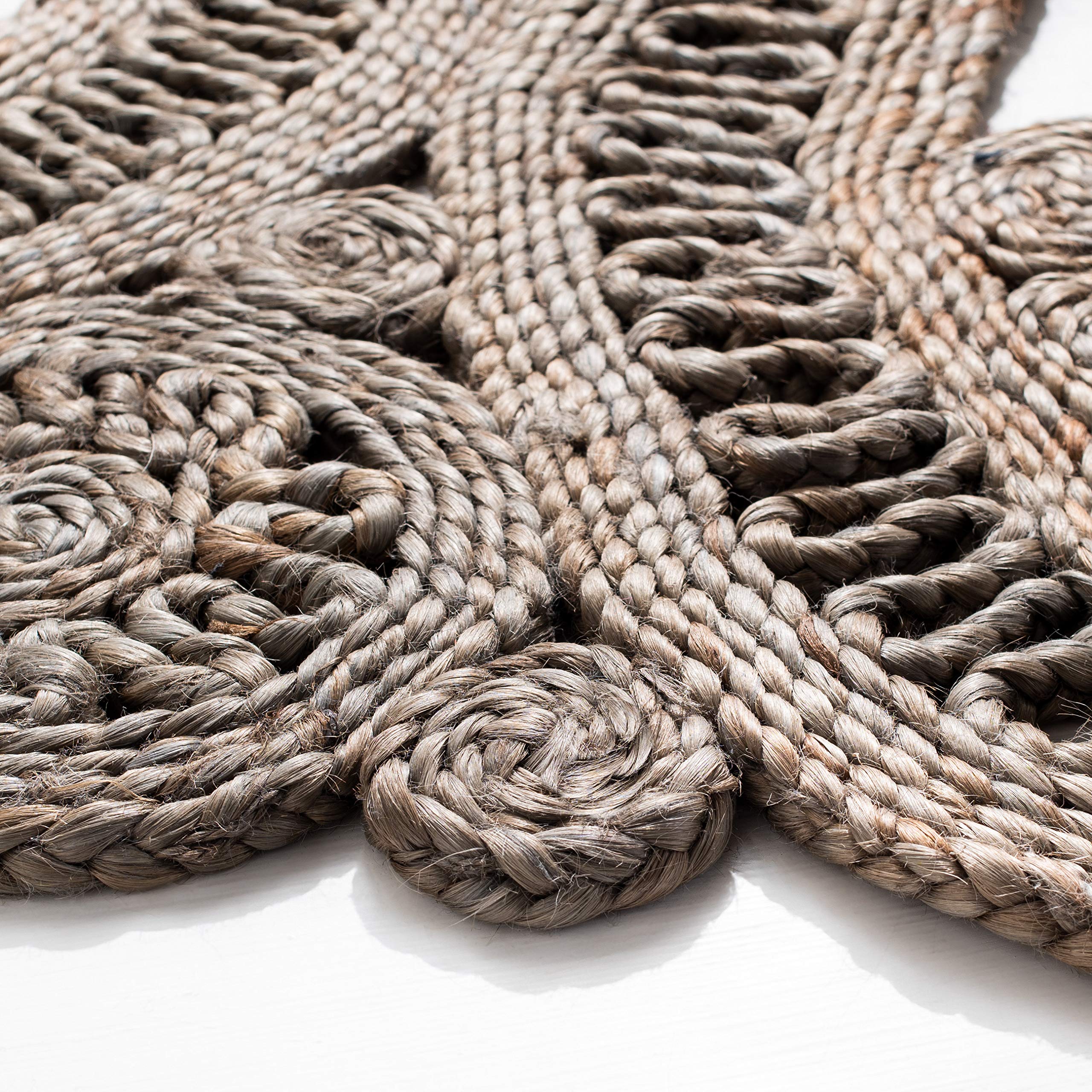 SAFAVIEH Handmade Boho Jute Area Rug 7' Round - Natural Fiber, Farmhouse Style, Grey NF360C - Perfect for Living Room, Bedroom & Boho Decor