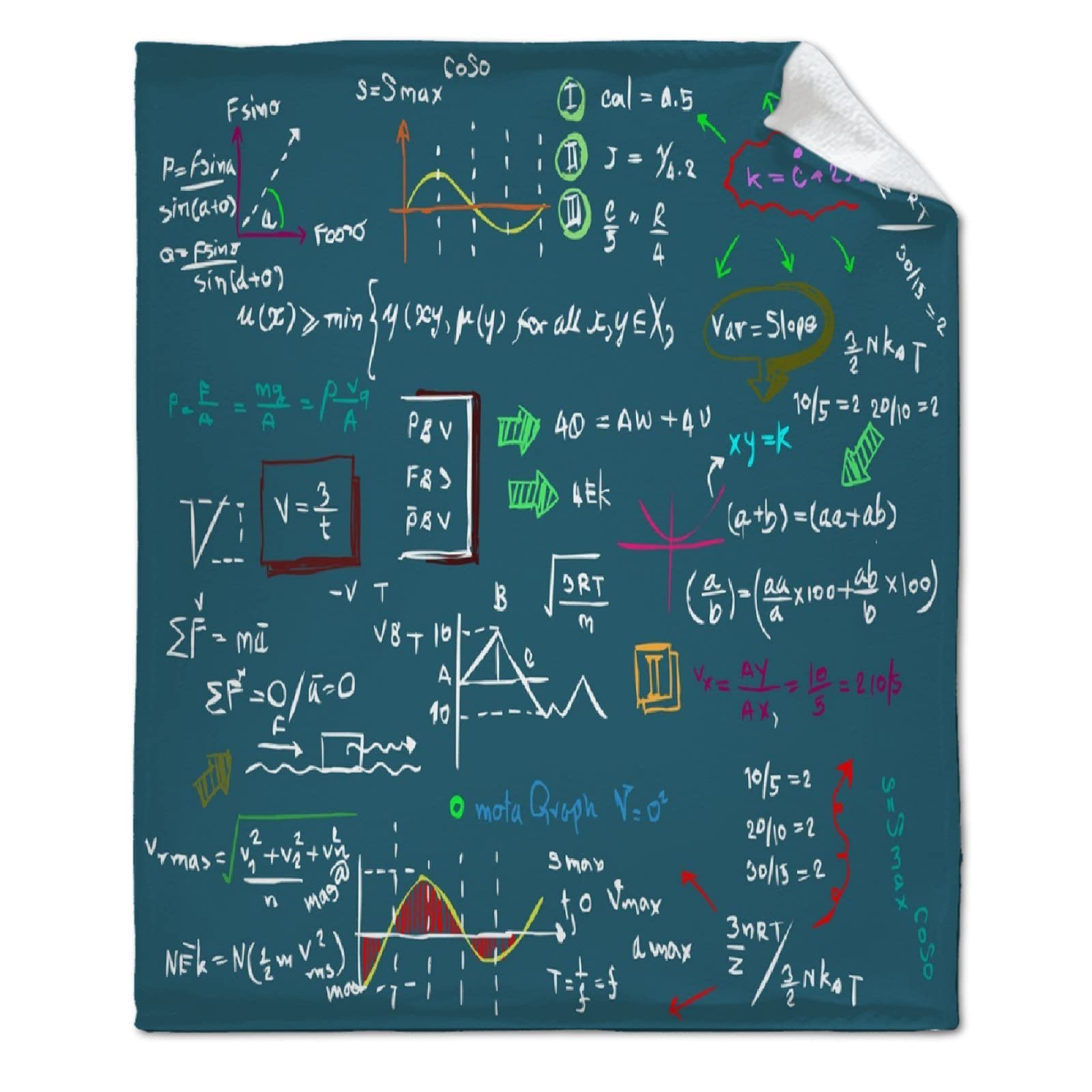 ARTBLANKET Math Equation Throw Blanket - Soft Flannel Fleece Microfiber Plush Blanket for School, Class & Home (120x90 inches) - All Season Cozy Blanket for Bed, Couch, Sofa & Family Gatherings | Perfect for Study Sessions, Movie Nights & Winter Warmth