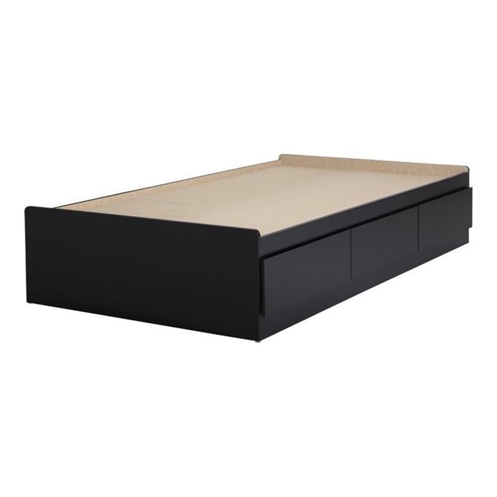 Rosebery Full Size Kids Platform Bed with 3 Drawers & Wood Slats - No Box Spring Needed - Black for Bedroom