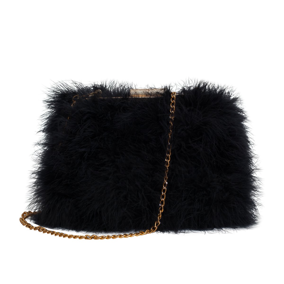 Women's Faux Fur Feather Clutch Shoulder Bag - Elegant Evening Purse for Parties, Weddings & Date Nights