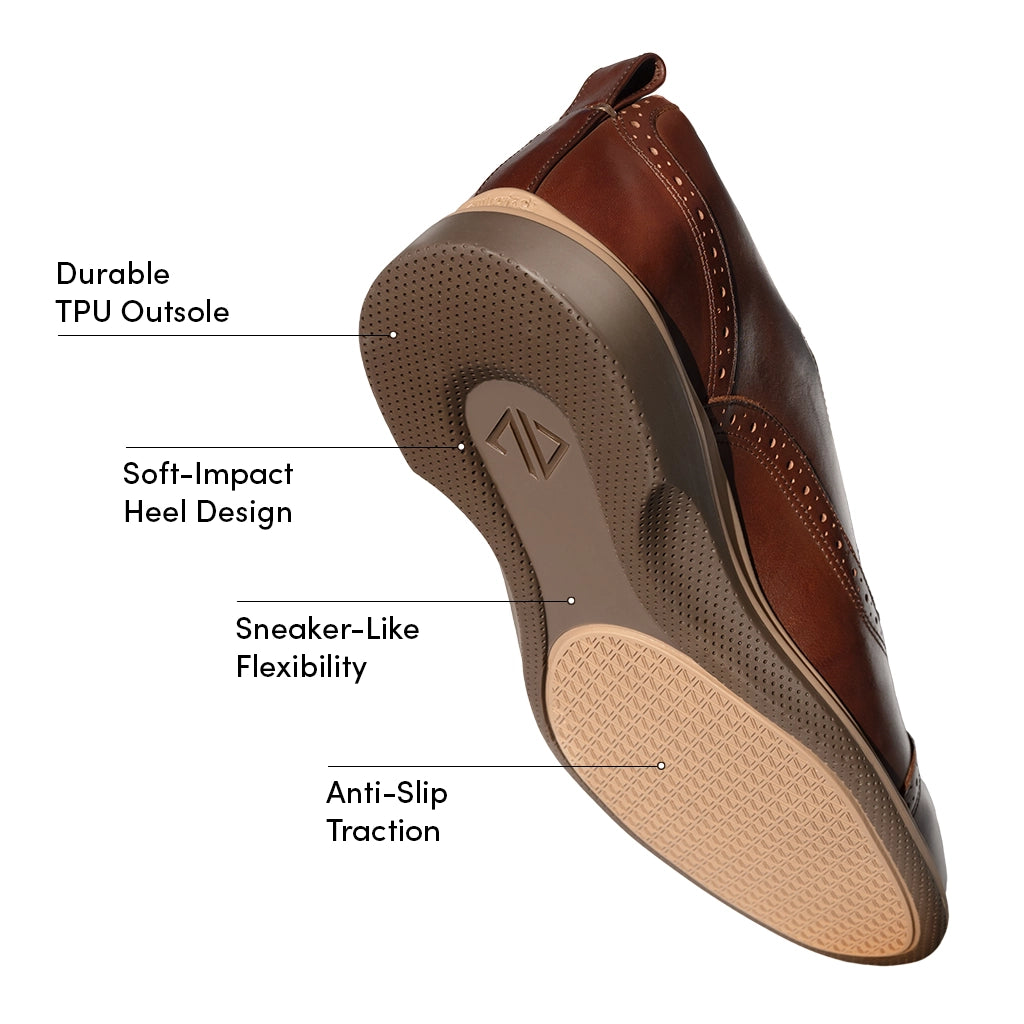 Premium Cap Toe Dress Shoes for Men - Chestnut Brown Leather Oxfords for Business, Office & Formal Occasions