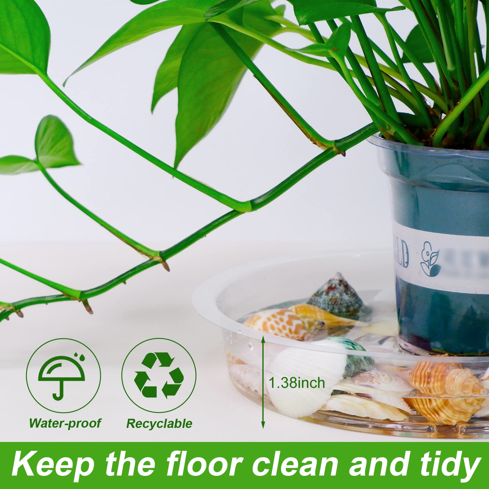 18 Pack Clear Plastic Plant Saucers - 6, 8, 10 Inch Flower Pot Trays for Indoor & Outdoor Plants | Drainage Protection for Potted Plants, Garden, Balcony & Patio Decor