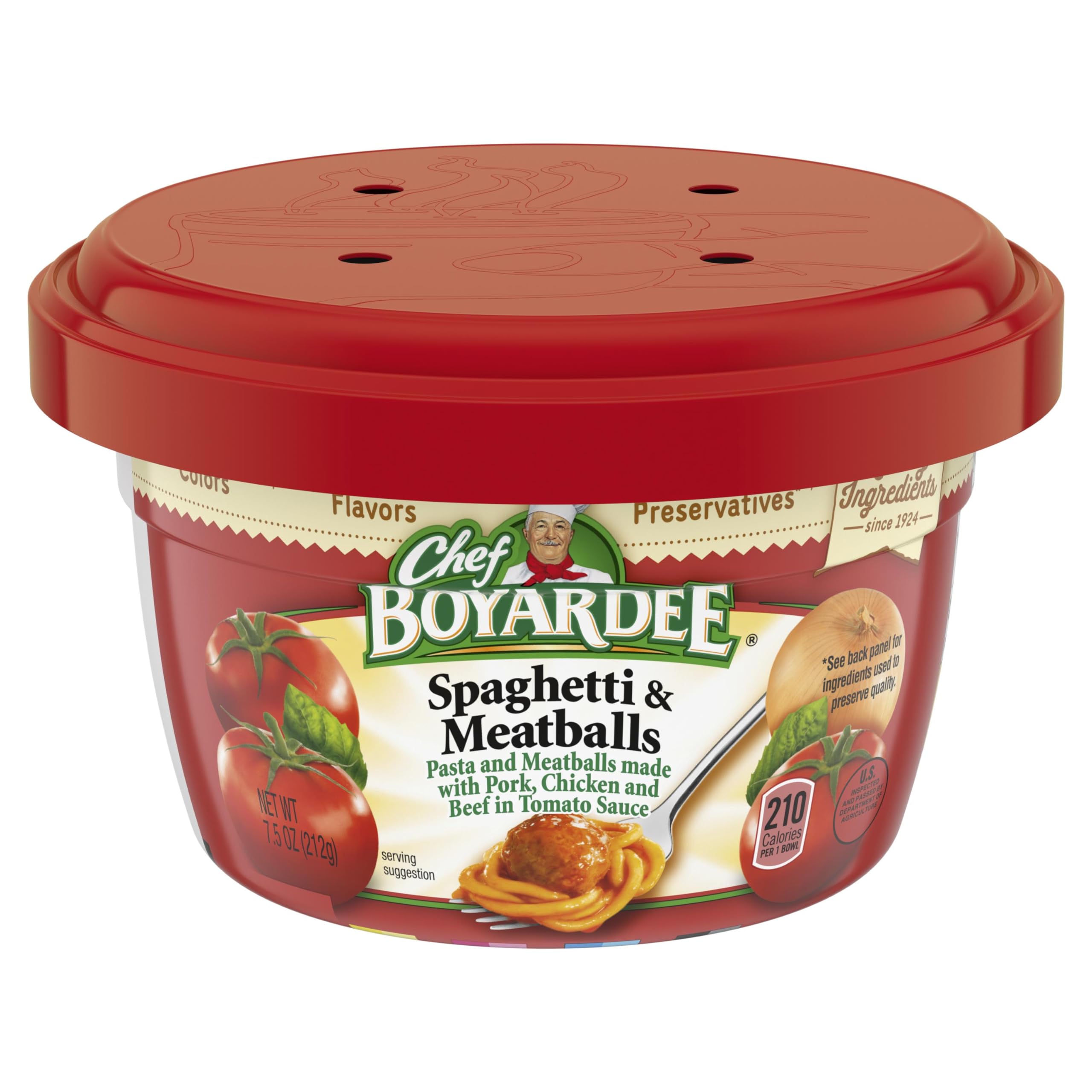 Chef Boyardee Spaghetti & Meatballs in Tomato Sauce - 7.5oz Microwaveable Bowl (Pack of 12) | Quick & Easy Meal for Kids, Lunch, Camping & Emergency Food Supply