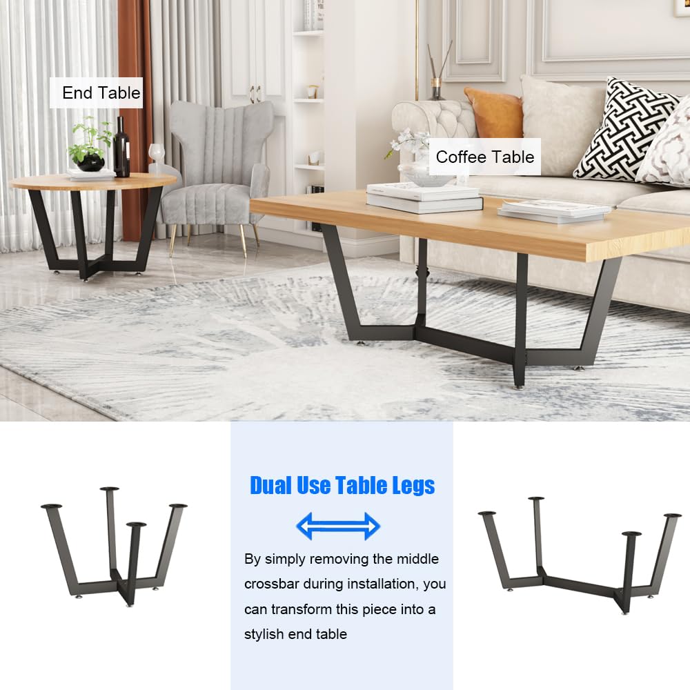 18 Inch Metal Coffee Table Legs - Dual Use Furniture Desk Legs for End Tables, TV Stands & DIY Projects - Sturdy Base for Marble, Glass or Wood Tops - Perfect for Living Room, Office & Home Decor