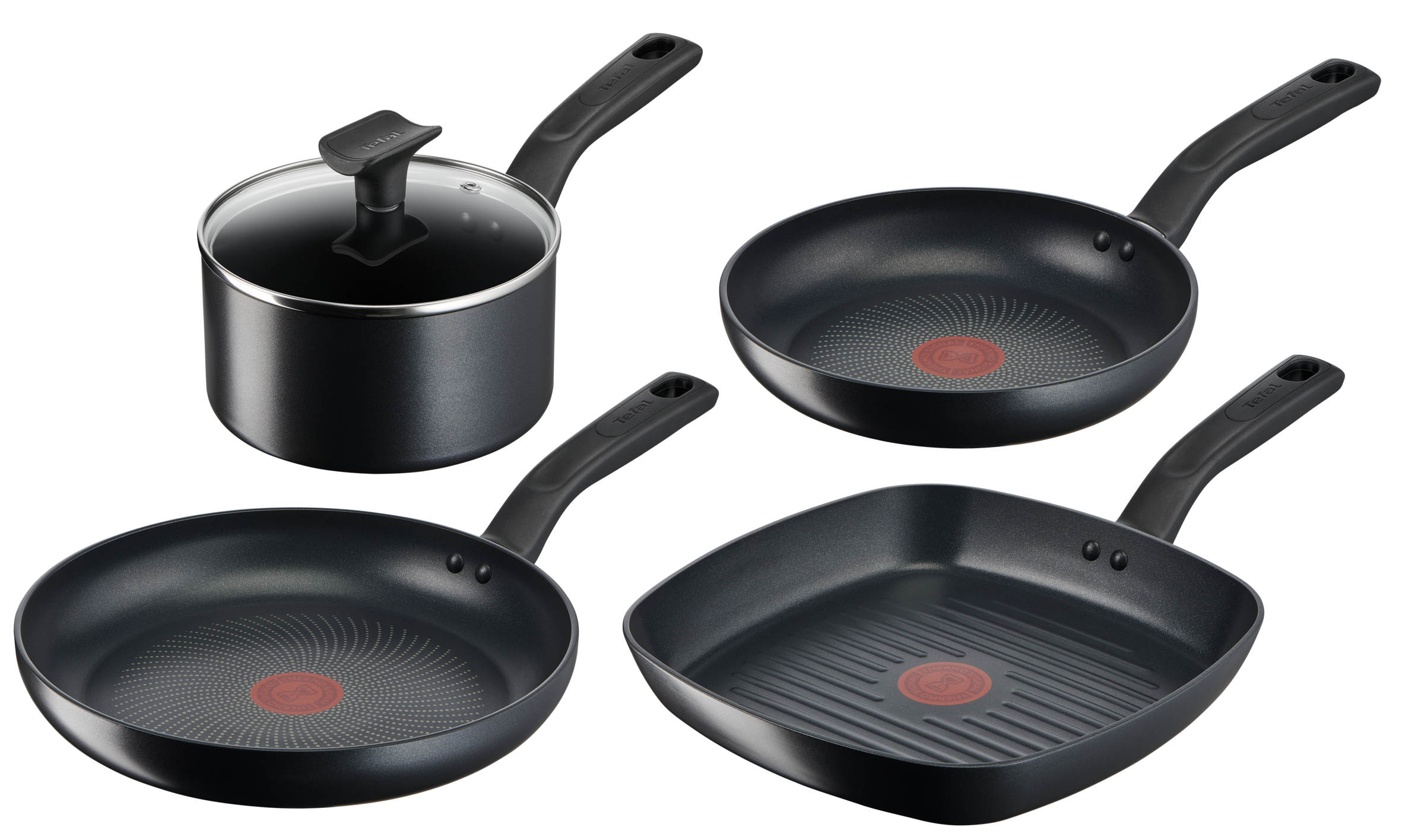 Tefal Total Induction Non Stick 4-Piece Cookware Set - Premium Induction Compatible Pots and Pans for Professional Cooking at Home