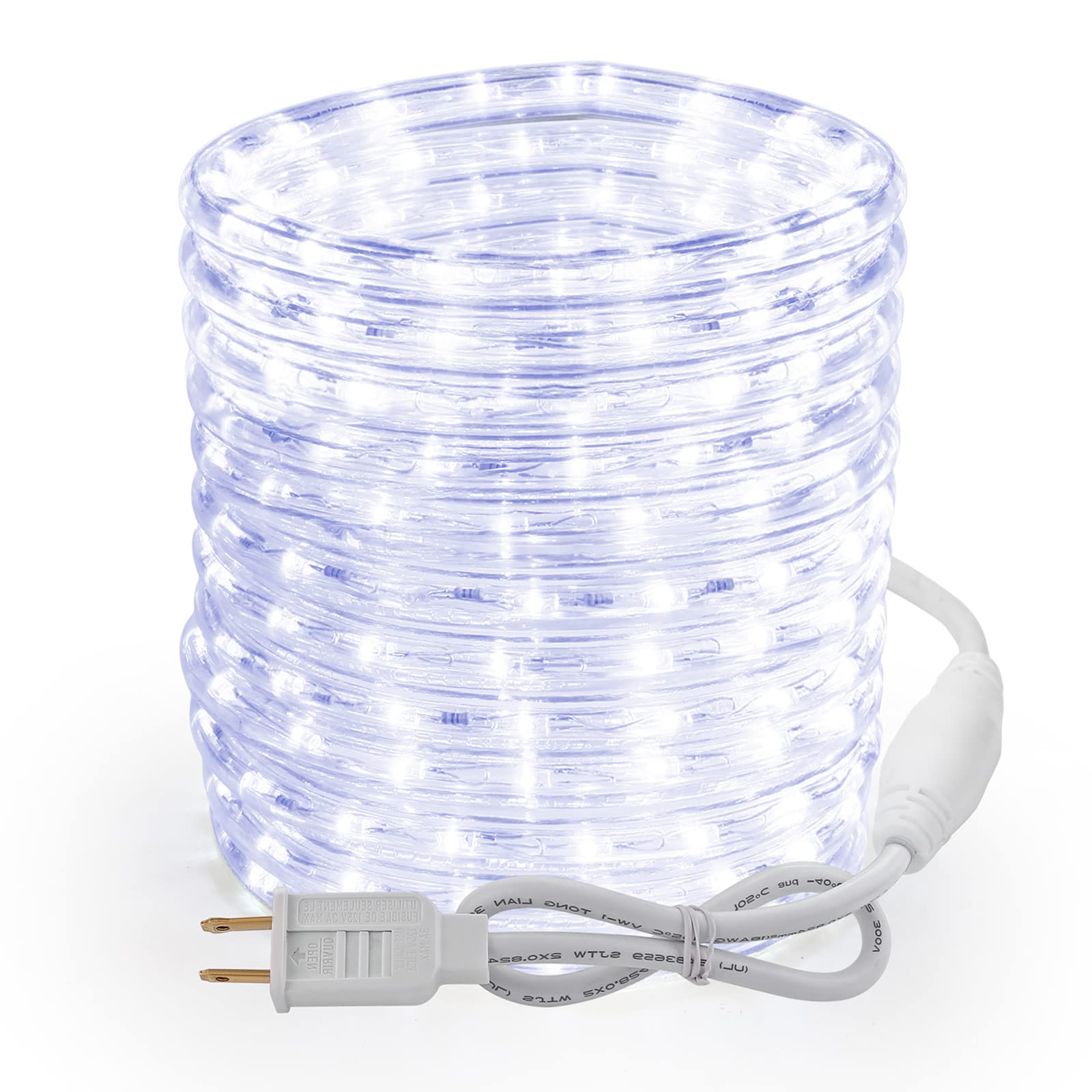 BrizLabs 18ft 216 LED Rope Lights Outdoor Waterproof - ETL Listed Connectable 120V Clear Tube Lighting (13mm Diameter) for Christmas Decorations, Patio, Trees & Indoor Use - Cool White