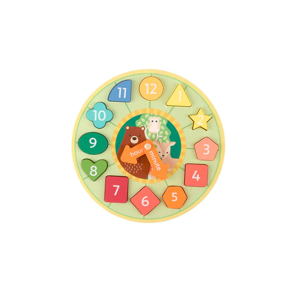 Wooden Shape Sorting Clock - Educational Toy for Toddlers - Learn Numbers, Shapes & Time - Perfect for Preschool Learning & Montessori Activities