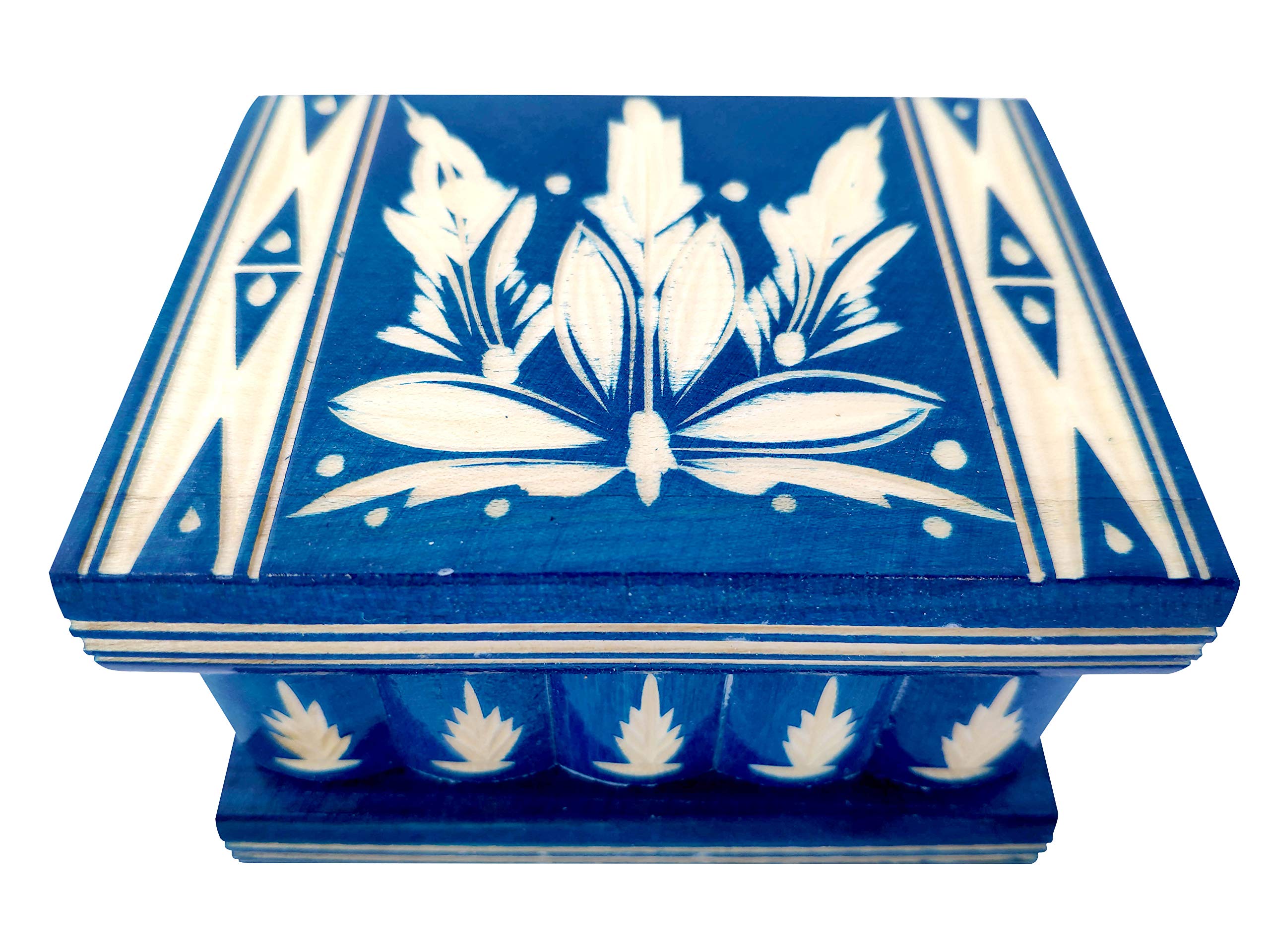 Handcrafted Wooden Puzzle Jewelry Box with Hidden Compartment & Key - Secret Carved Storage Box for Adults & Kids - Perfect for Storing Cash, Notes & Valuables - Small 4