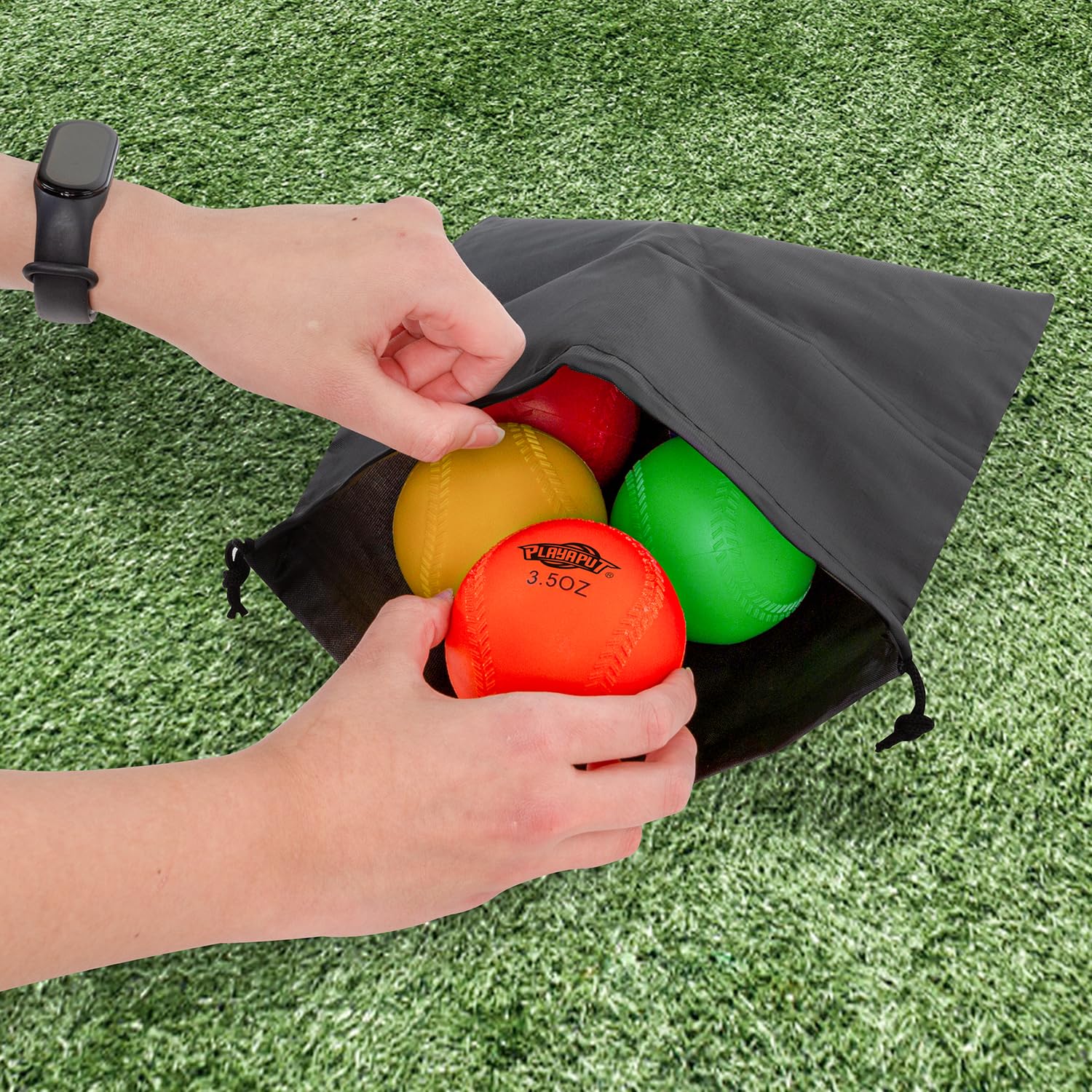 Weighted Baseballs and Softballs for Pitching, Throwing, Catching & Hitting - Set of 6 with Mesh Storage Bag & Air Nozzle - Improve Power, Speed & Performance - Perfect for Baseball Training, Softball Practice & Strength Building Exercises