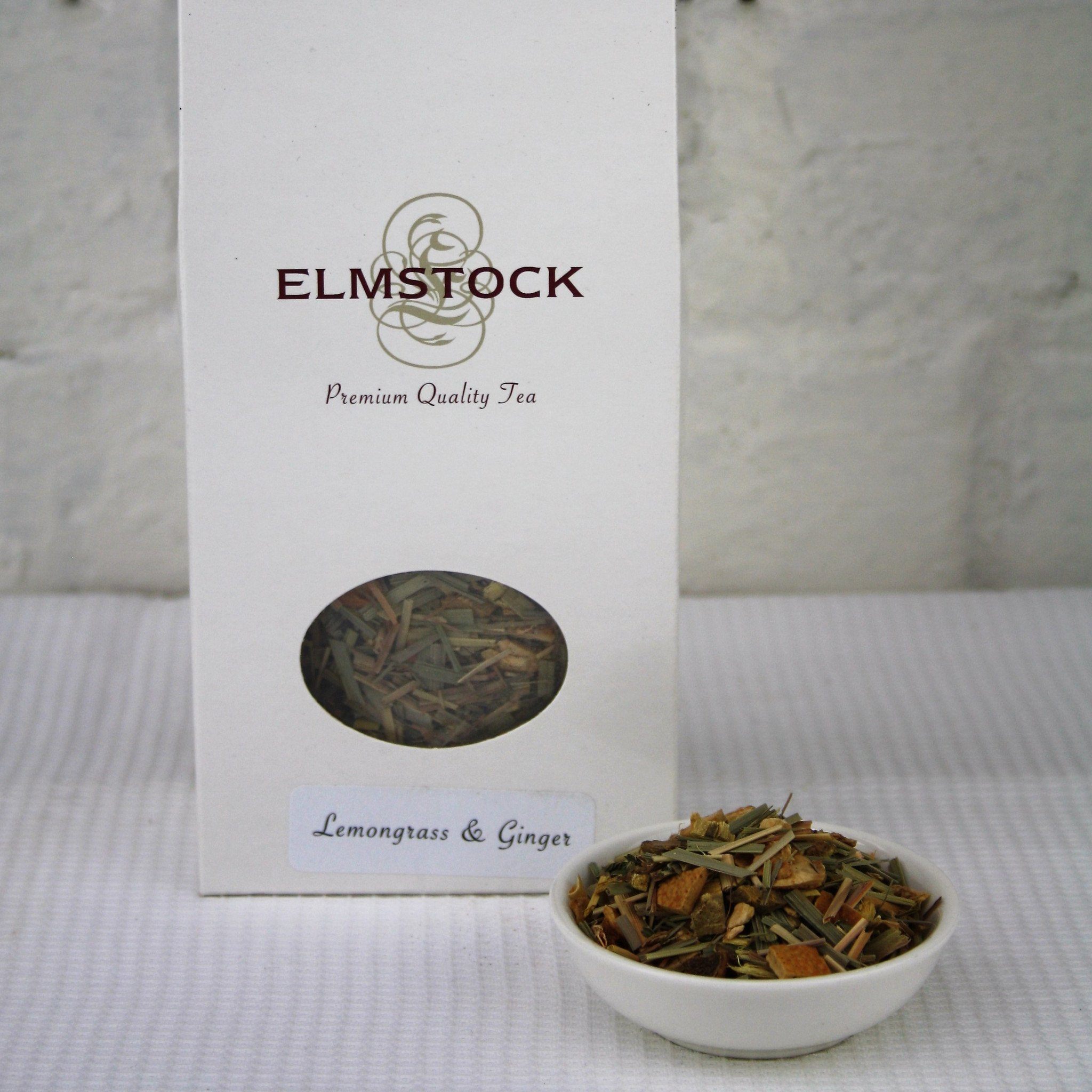 Organic Elmstock Lemongrass & Ginger Herbal Tea - Soothing Digestive Aid, Stress Relief & Immune Support - Perfect for Relaxation, After Meals & Wellness Rituals