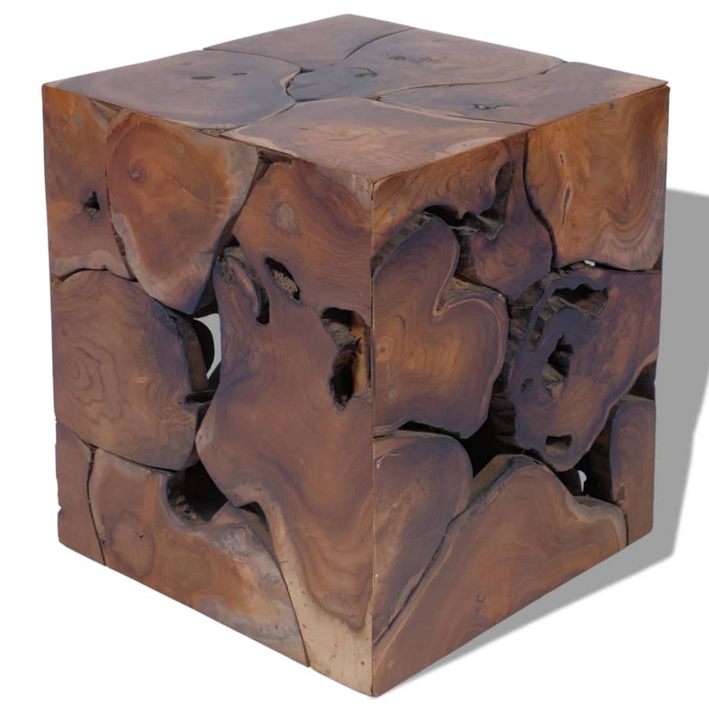 CHARMMA Solid Teak Stool and Coffee Table - 52KG Heavy Duty - Perfect for Living Room, Patio, and Outdoor Decor
