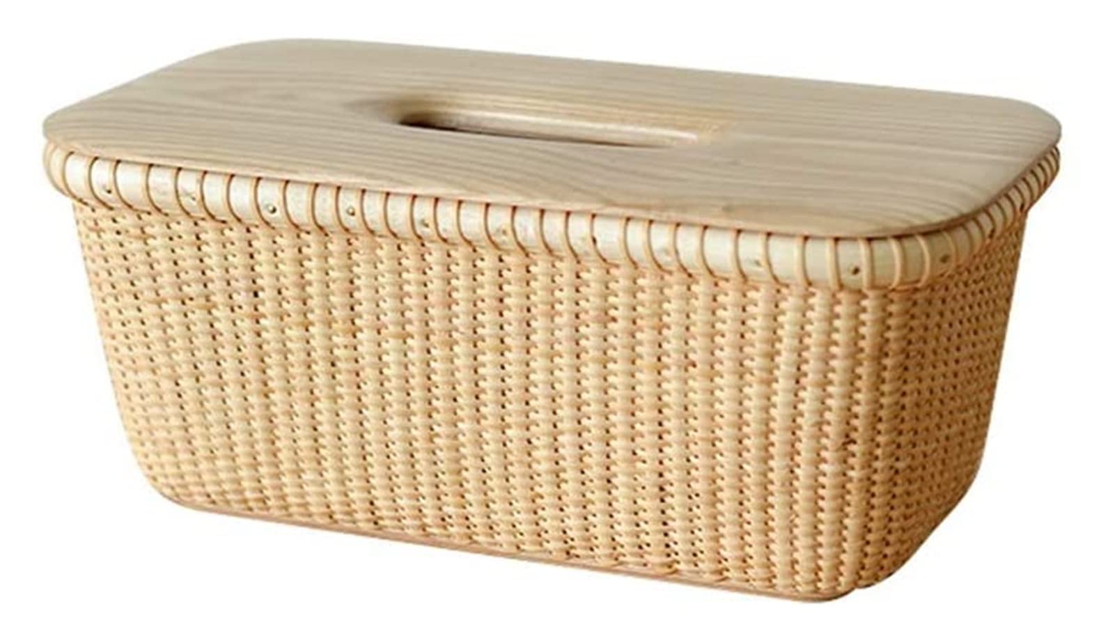 Handmade Rattan Tissue Box Cover - Square Woven Storage Holder for Car, Home, Living Room & Office | Desktop Tissue Dispenser | Natural Home Decor for Bathroom, Bedroom, Coffee Table (Color C)