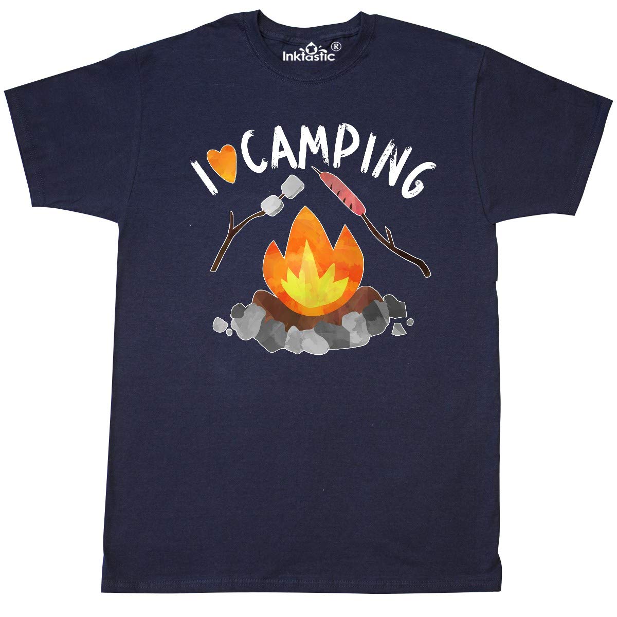 Inktastic I Love Camping T-Shirt - Campfire, Hot Dog & Marshmallows Design - Perfect for Outdoor Adventures, Hiking & Camping Trips