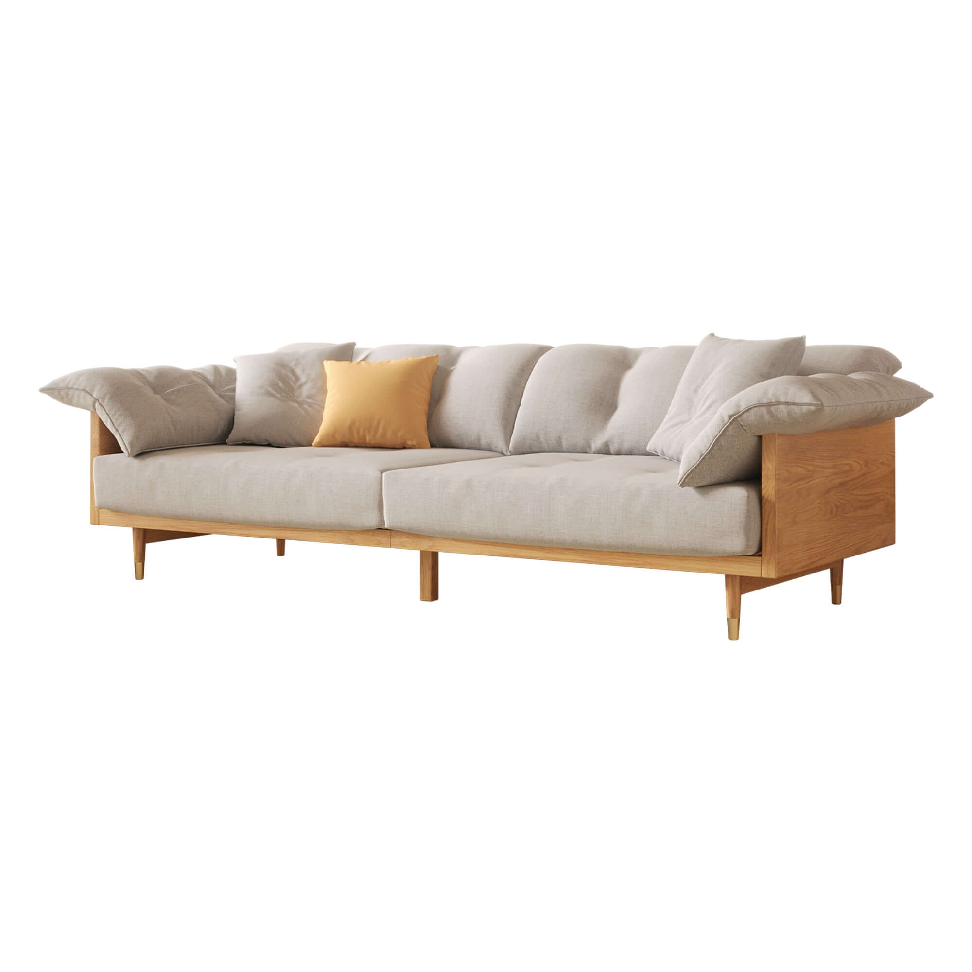 Modern 3-Seat Upholstered Cotton Linen Sofa with Solid Wood Frame - Comfortable Living Room Couch for Home, Apartment, and Office Use