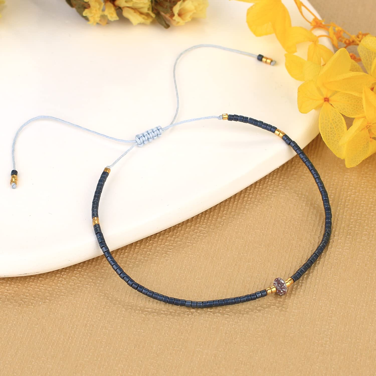 KELITCH Agate Seed Beads Friendship Bracelets for Women - Thin Beaded Bracelet Set, Boho Chic Handmade Jewelry for Beach, Summer, Gifts & Everyday Wear