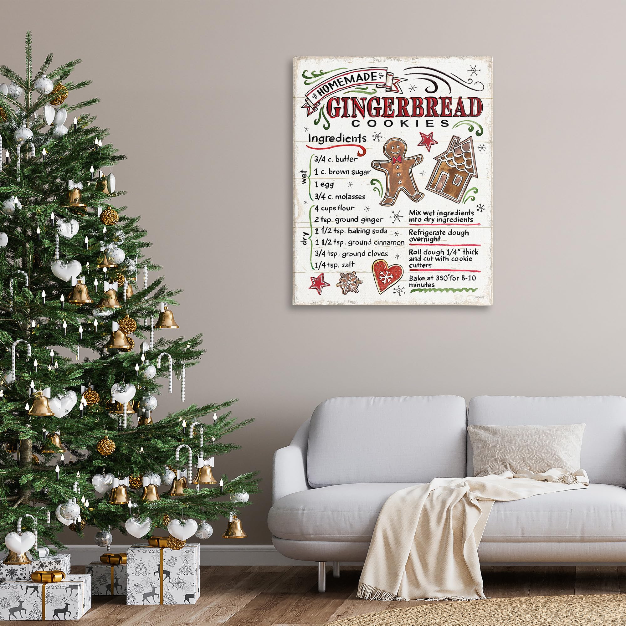 Stupell Industries Homemade Gingerbread Cookies Holiday Cooking Instructions Canvas Wall Art - 36