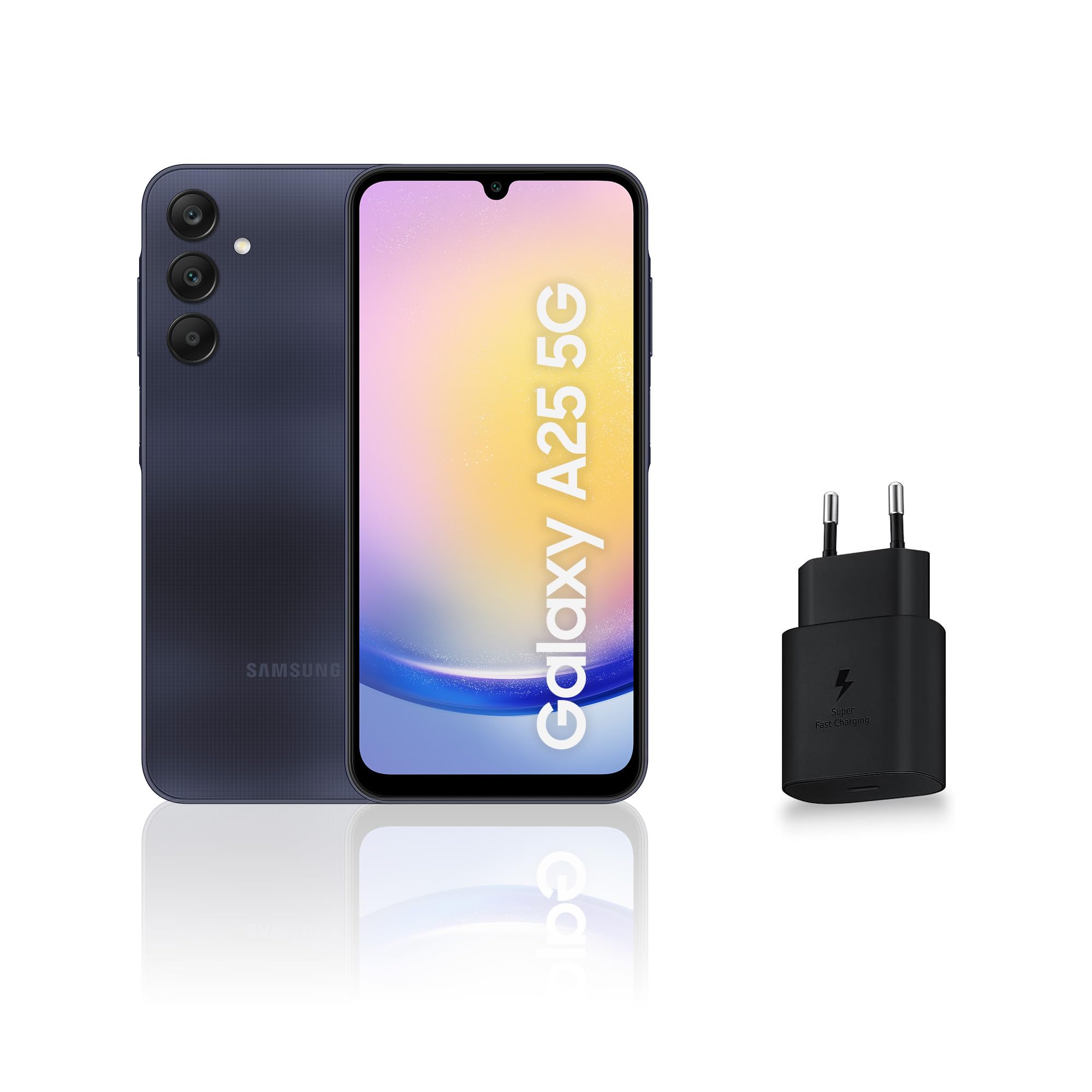 Samsung Galaxy A25 5G Unlocked Smartphone - 256GB Storage, 25W Fast Charger Included (Exclusive to Amazon) - Night Blue - French Version - Perfect for Streaming, Gaming & Productivity