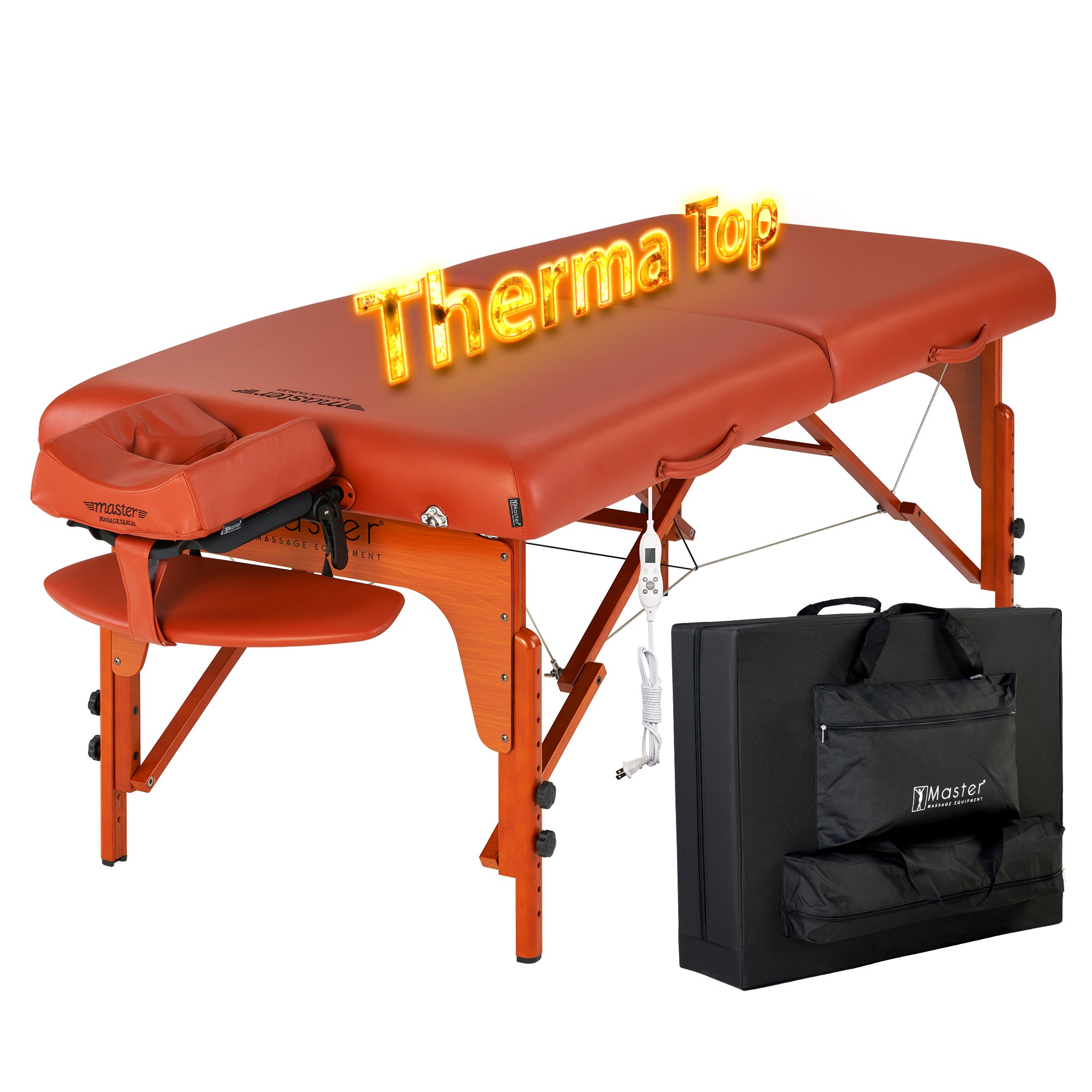 Portable Massage Table with Adjustable Heating System - ThermaTop Shiatsu Massager & Reiki Panels - Foldable Professional Massage Bed for Home, Spa & Therapy (Mountain Red) - Perfect for Relaxation, Pain Relief & Holistic Healing