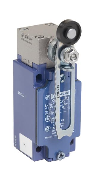XCKJ OsiSense XC Standard Limit Switch - 2 SPDT Contacts, Non-Plug In, Rotary Head with Adjustable Delrin Roller, 1/2