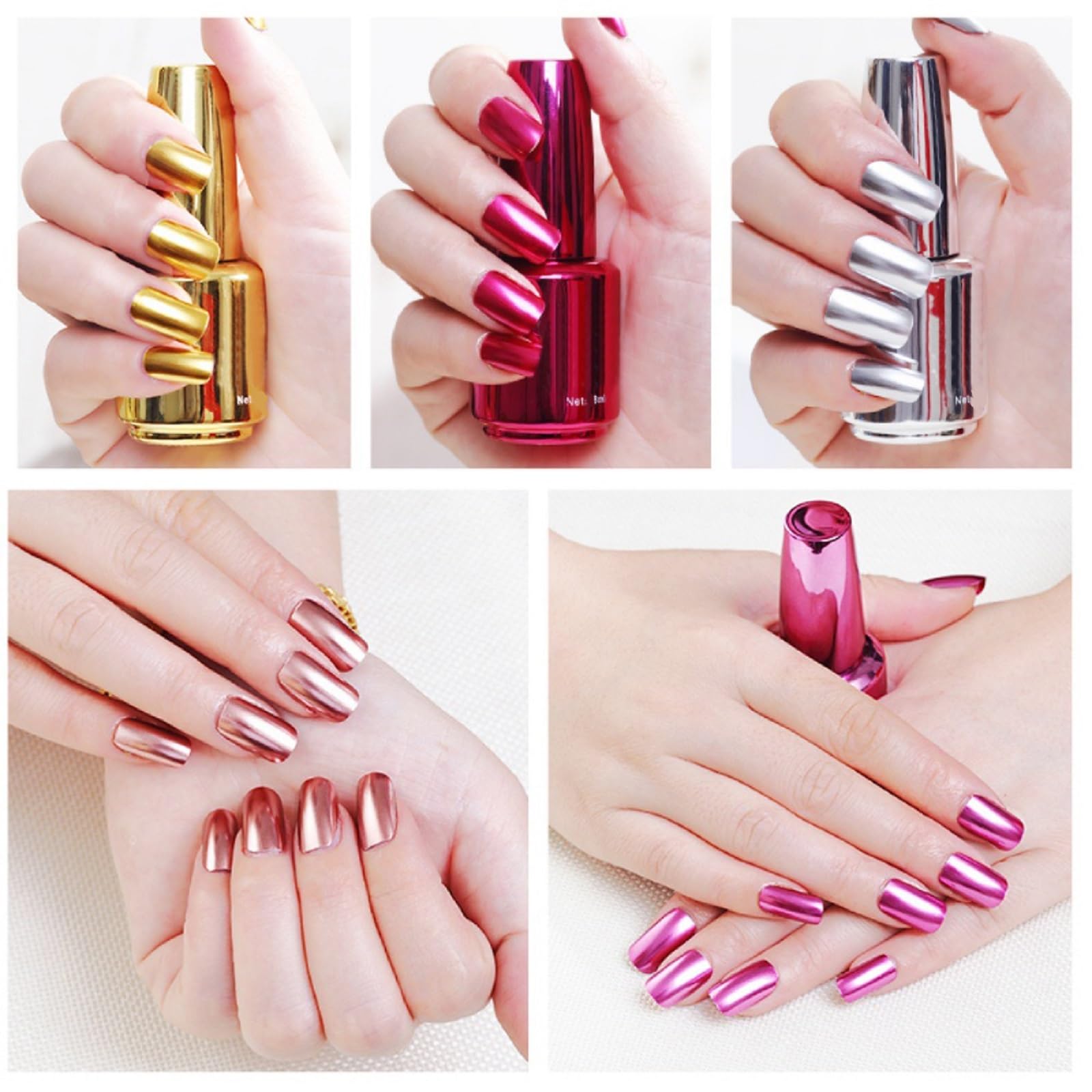 8ml Silver Mirror Nail Polish - Long Lasting Metallic Reflective Nail Lacquer for DIY Manicure - Perfect for Parties, Special Occasions & Night Out Glam Looks