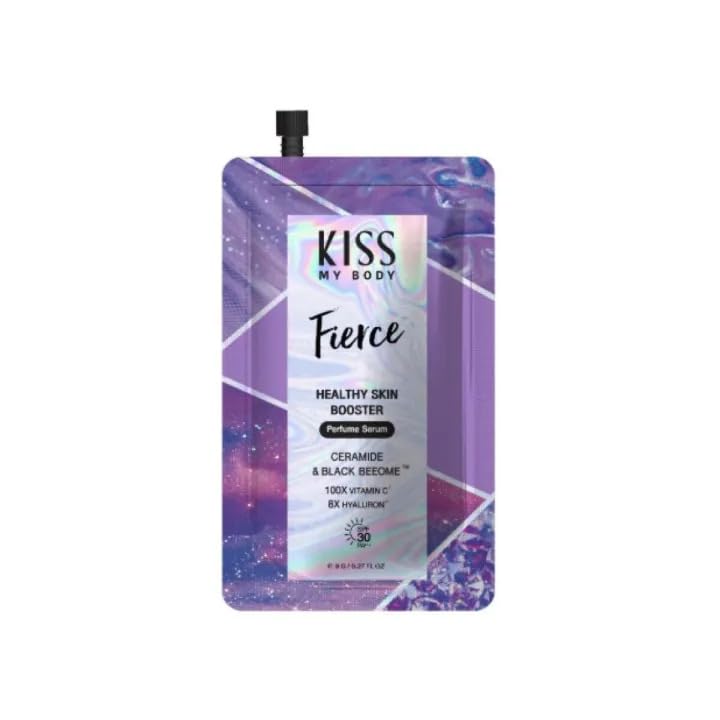 KISS MY BODY Fierce Perfume Serum with 100x Vitamin C & 8X Hyaluronic Acid | Healthy Skin Booster SPF30 PA+++ | 8g Travel Size | Perfect for Daily Glow & Sun Protection | Made in Thailand