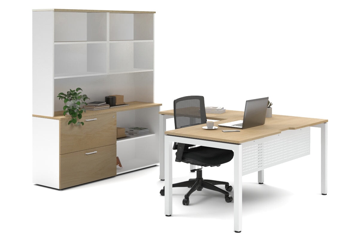 Quadro Square Legs L-Shaped Executive Desk with White Legs [1600L x 1700W] - Perfect for Home Office, Conference Rooms & Modern Workspaces
